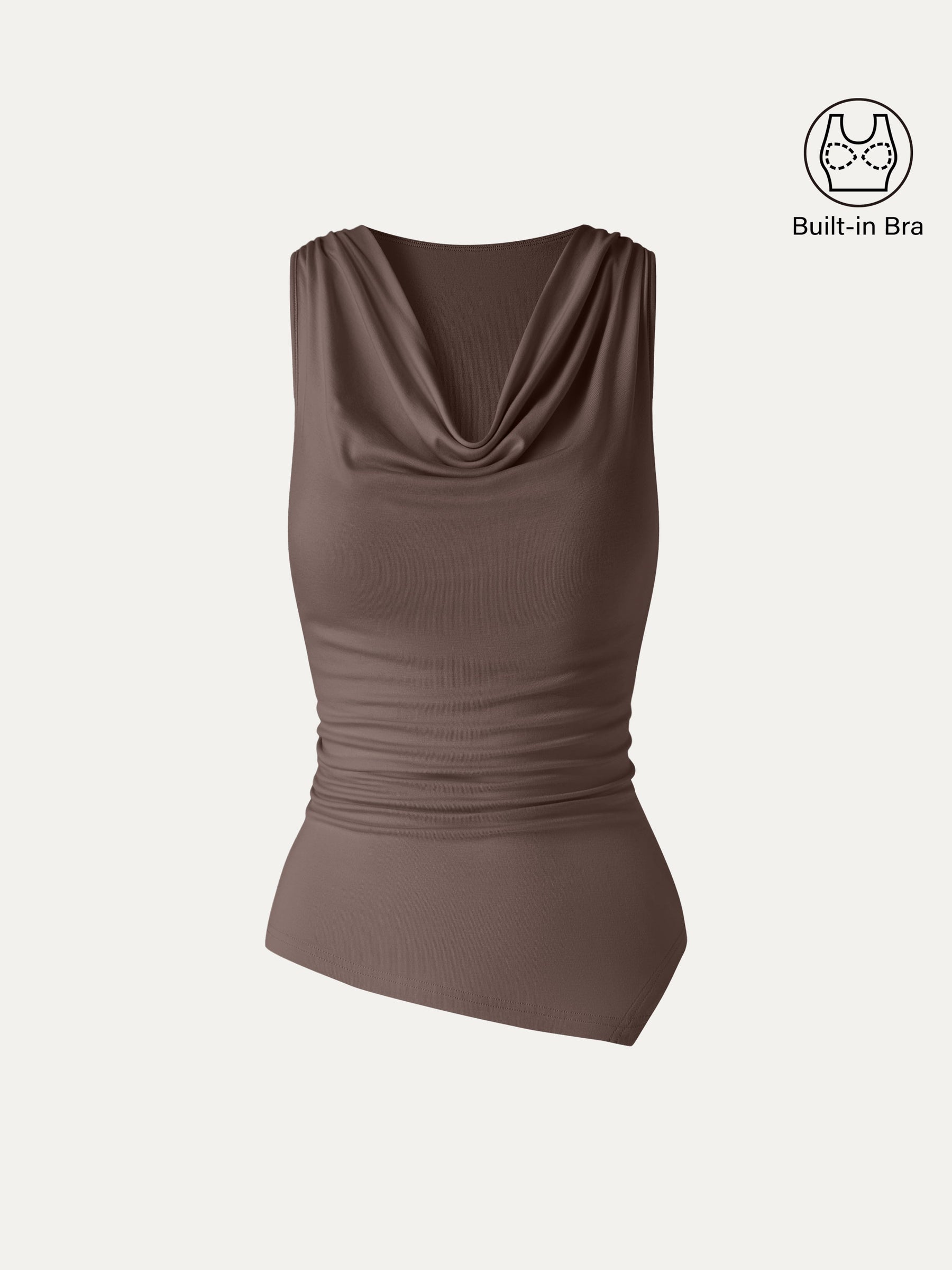 Cowl Neck Asymmetrical Sleeveless Bra Top