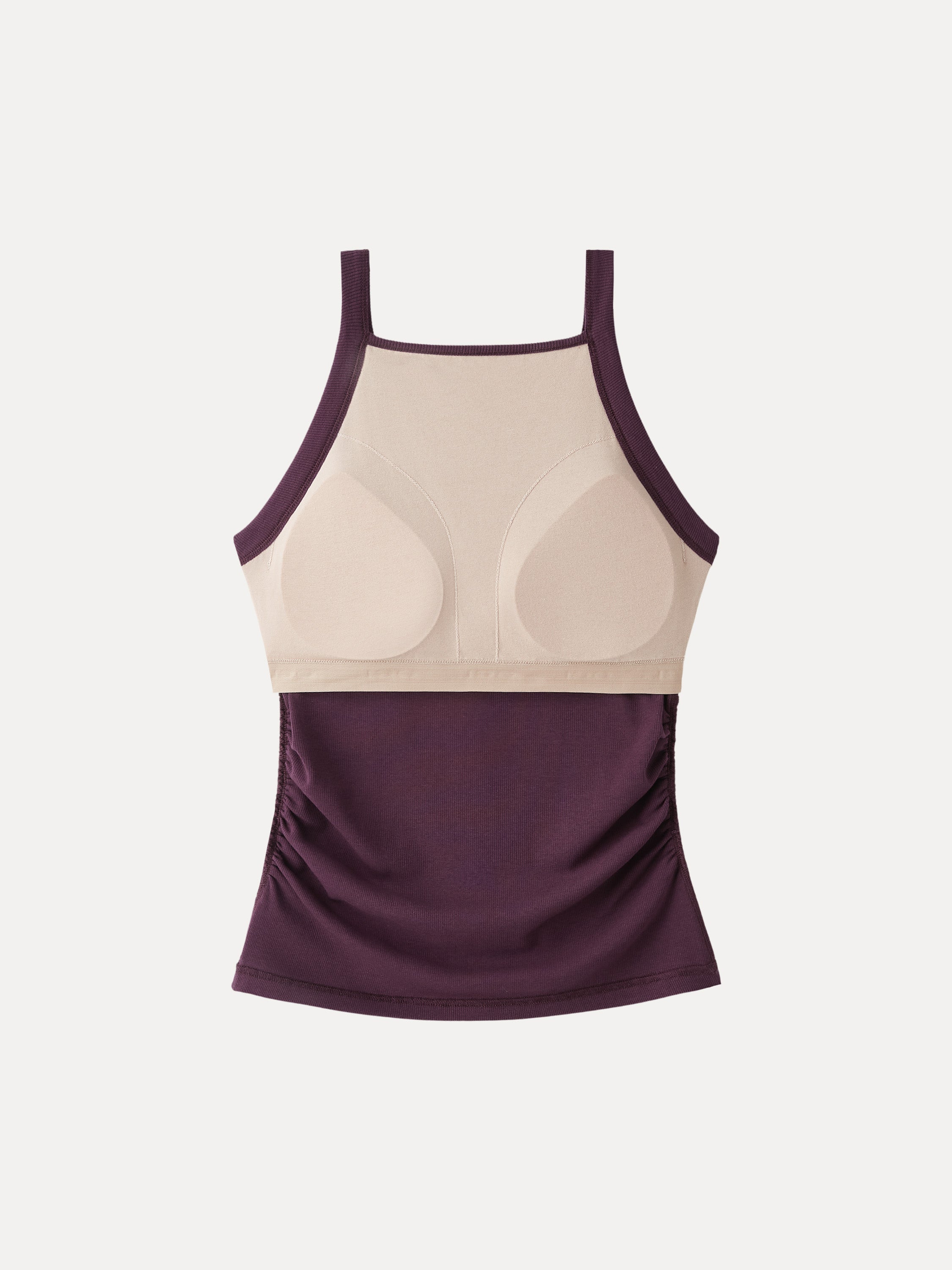 Square Neck Ruched Rib Bra Tank
