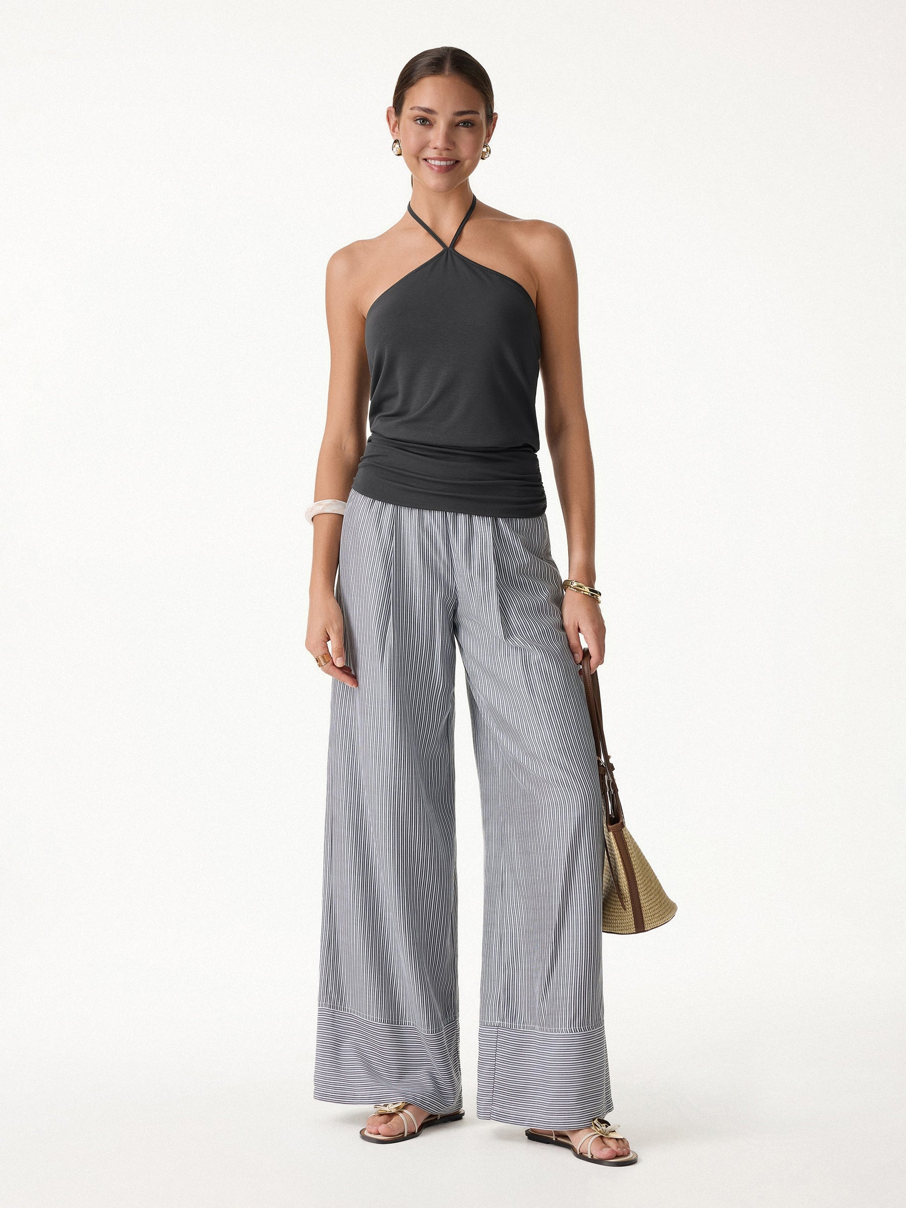 CoolTouch Halter Ruched Hem Bra Top