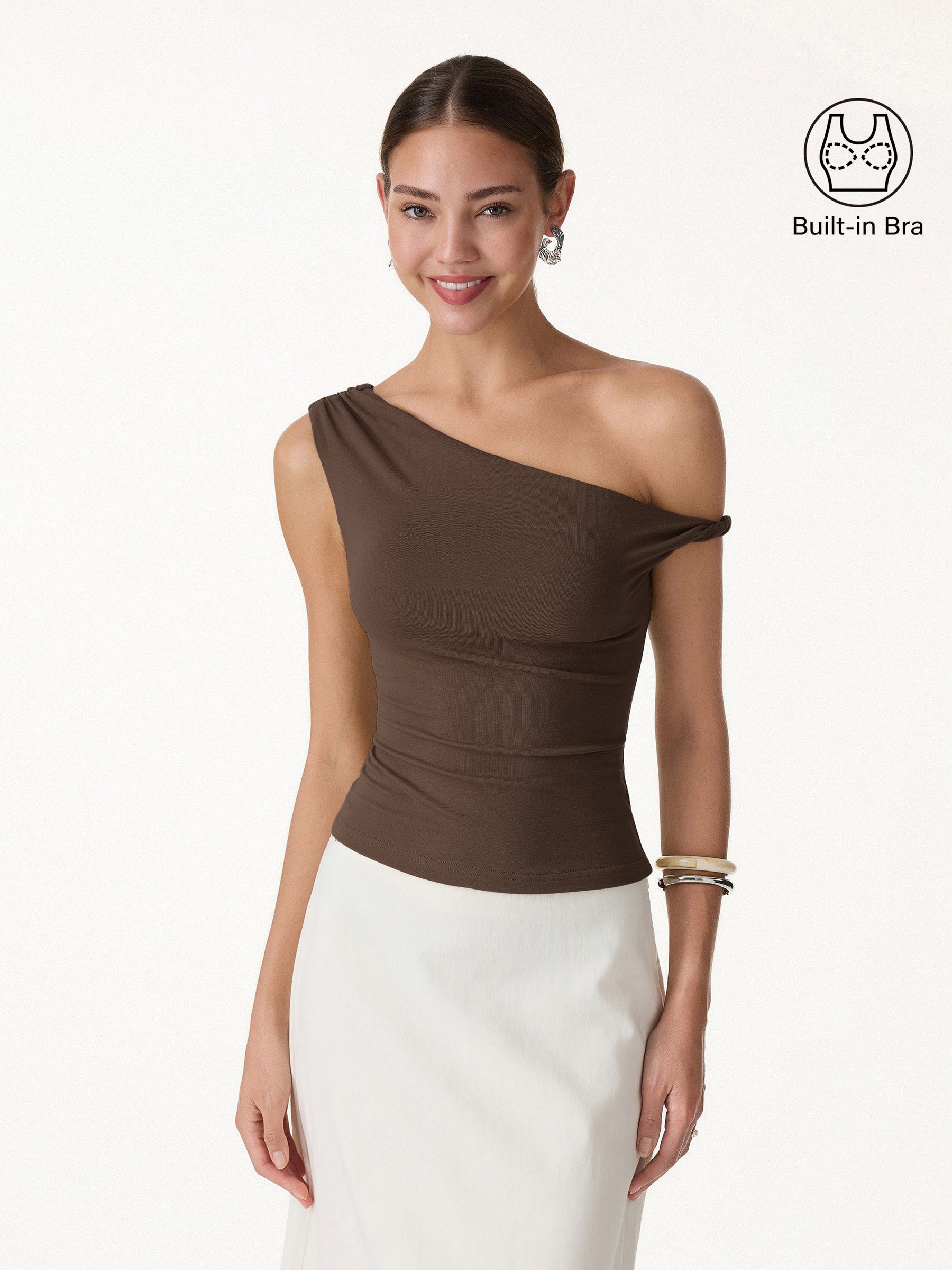 CoolTouch Asymmetrical Shoulder Bra Top