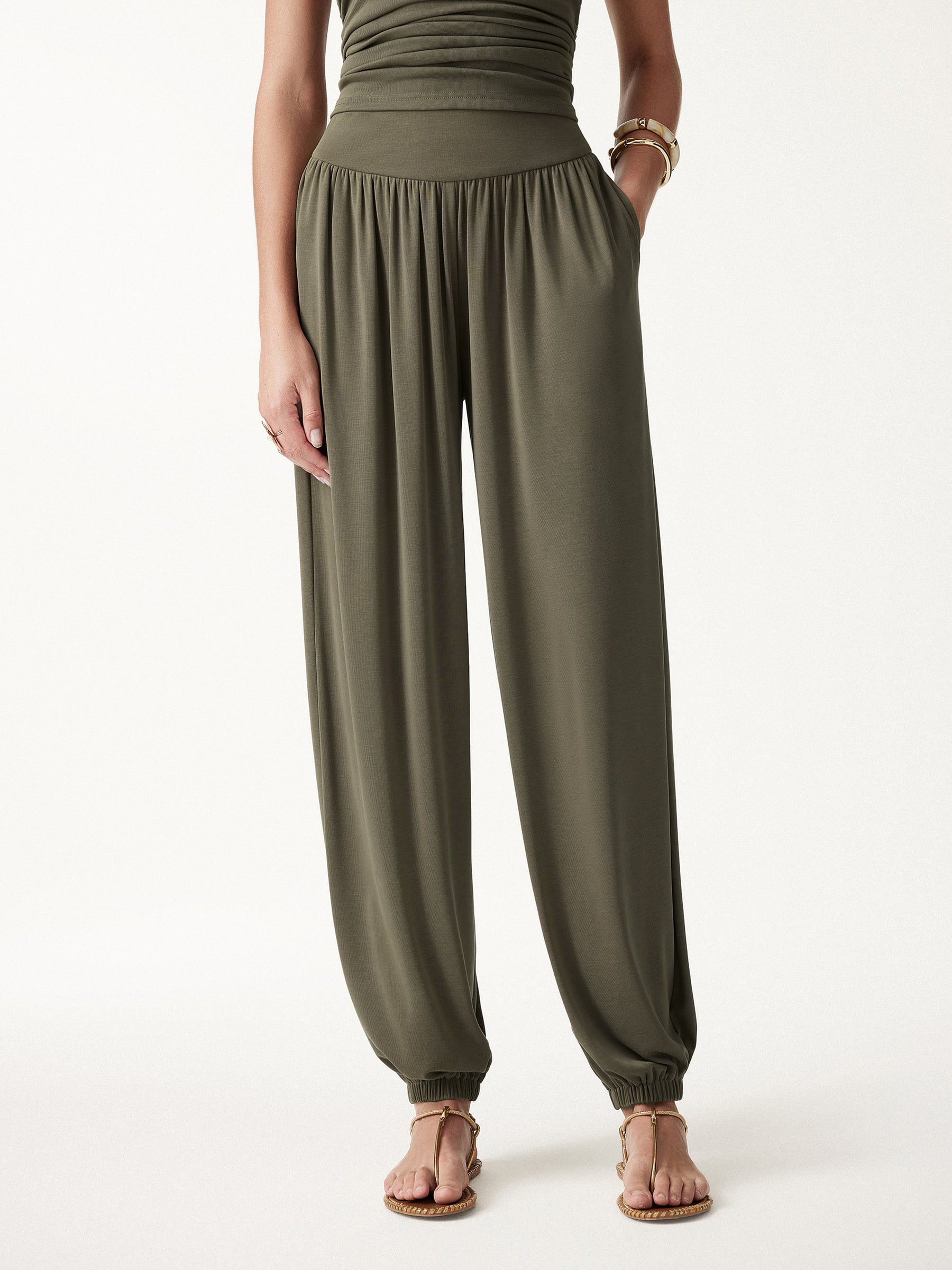 Sandwashed Modal Ultra-Soft High Rise Balloon Pants with Pockets