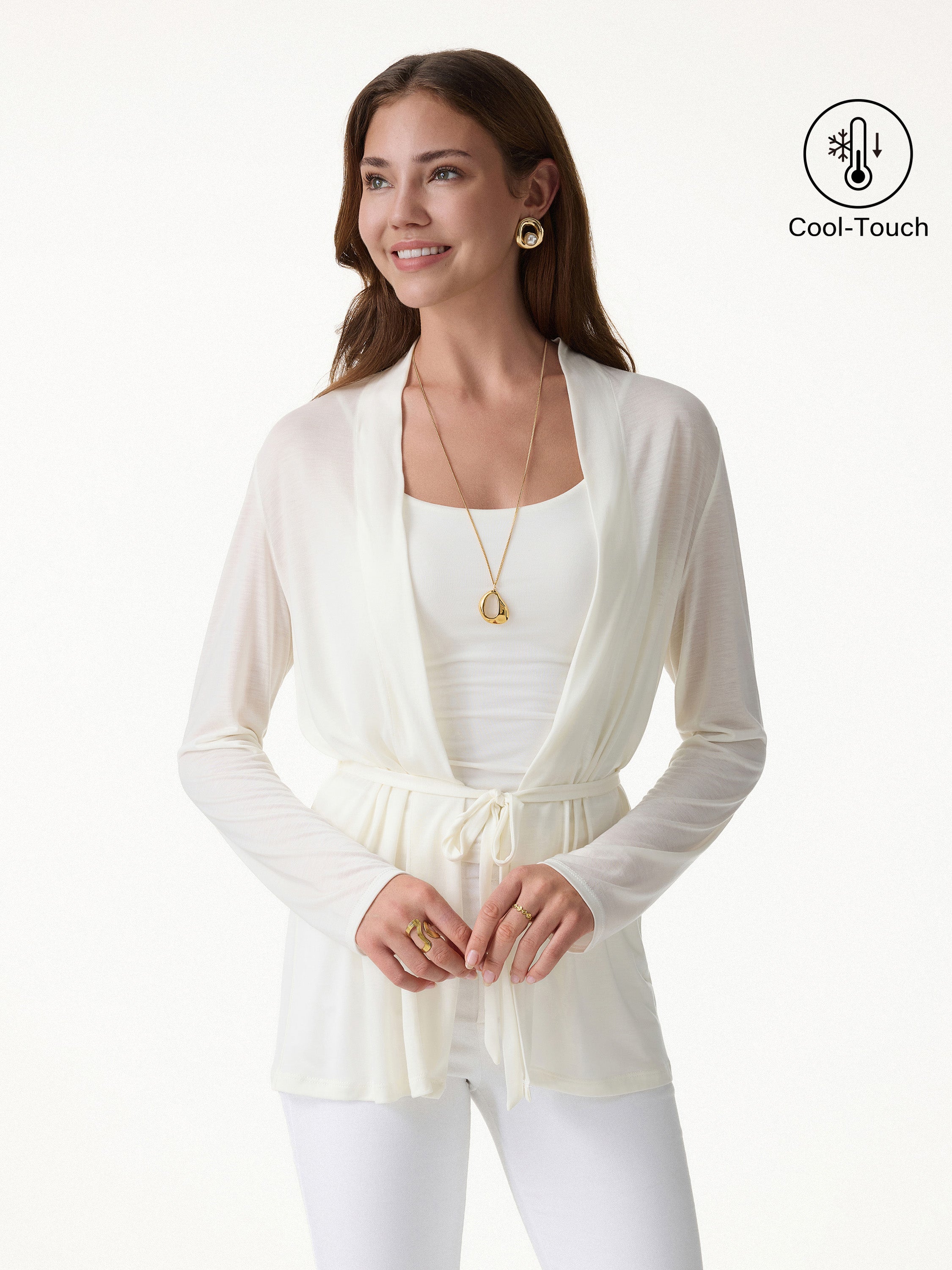 Airy Soft Open Front Cardigan with Tie