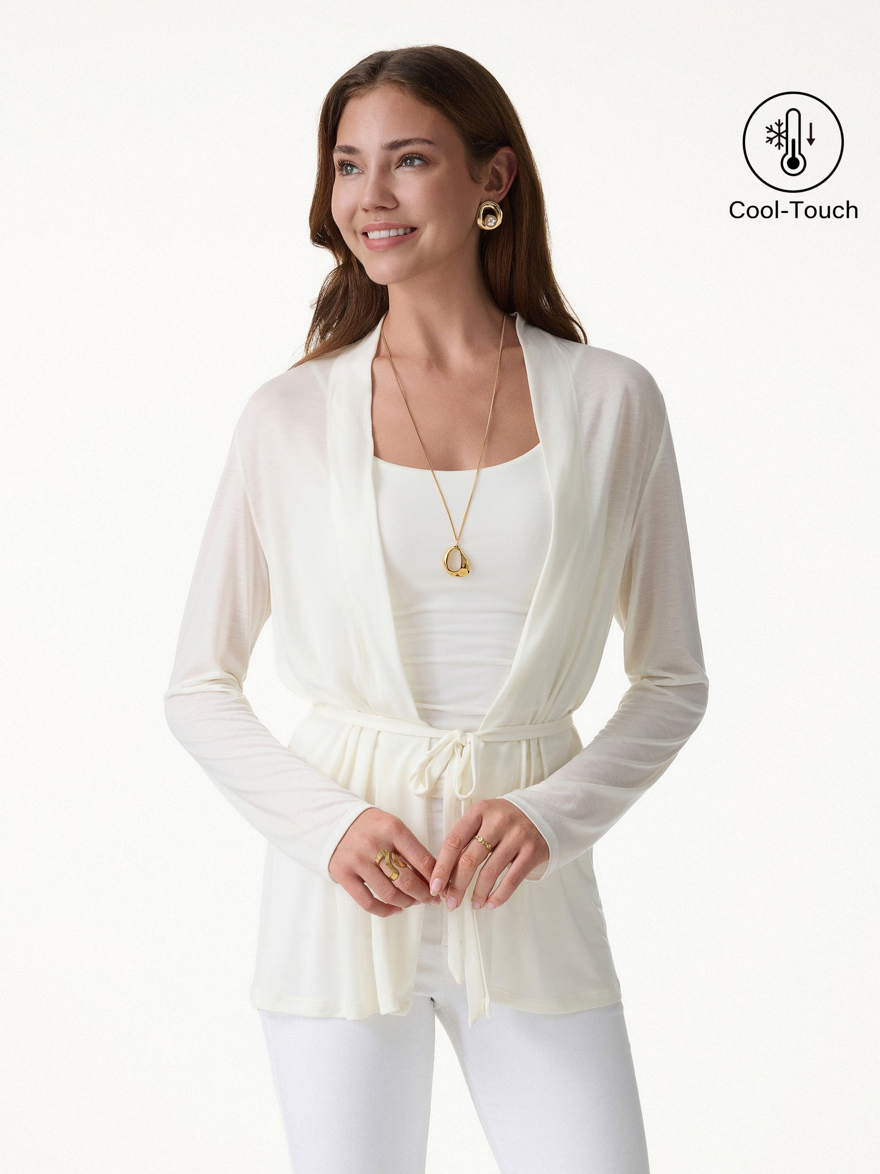 Airy Soft Open Front Cardigan with Tie