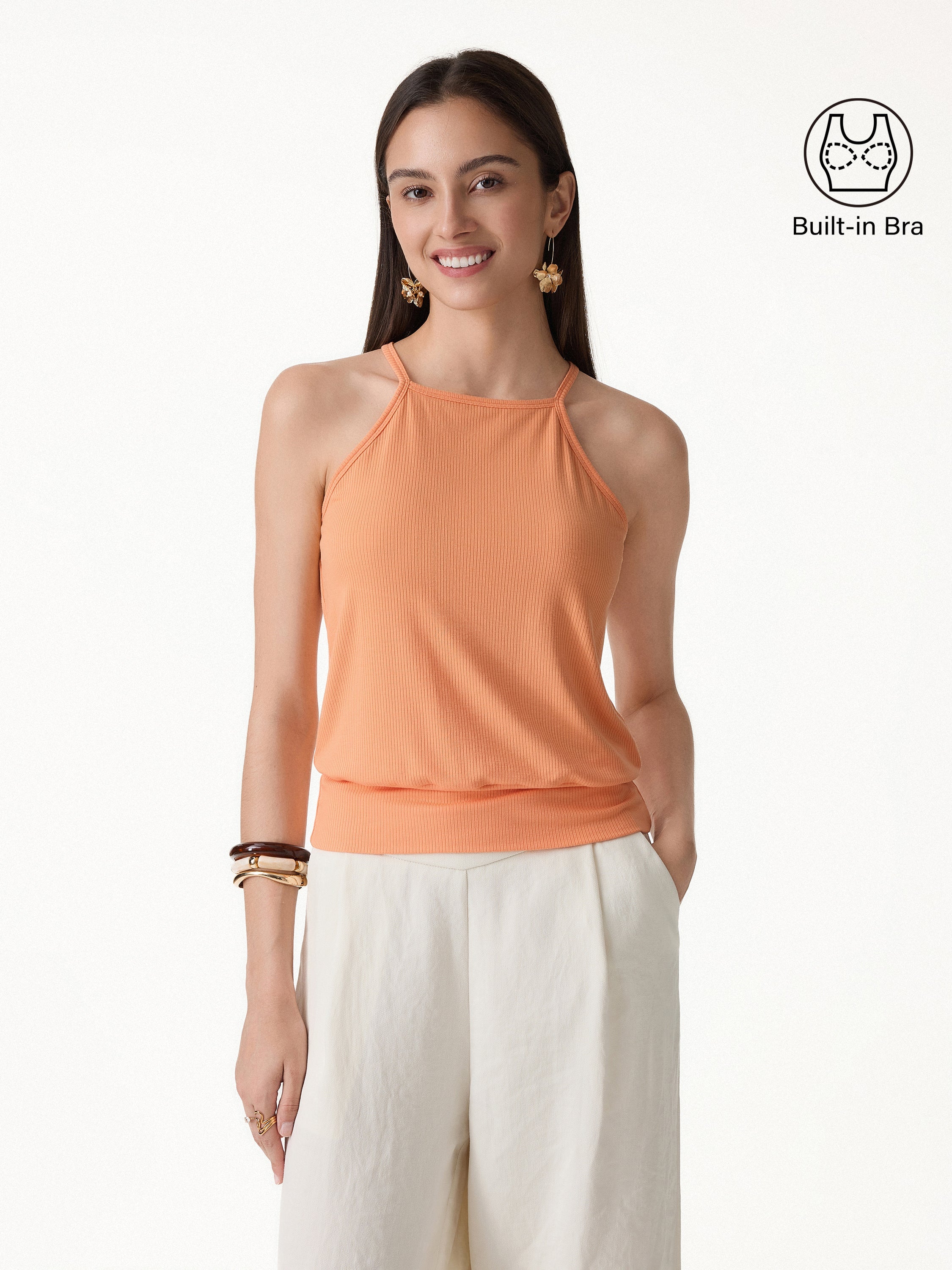 CoolTouch High Square Neck Banded Hem Bra Top