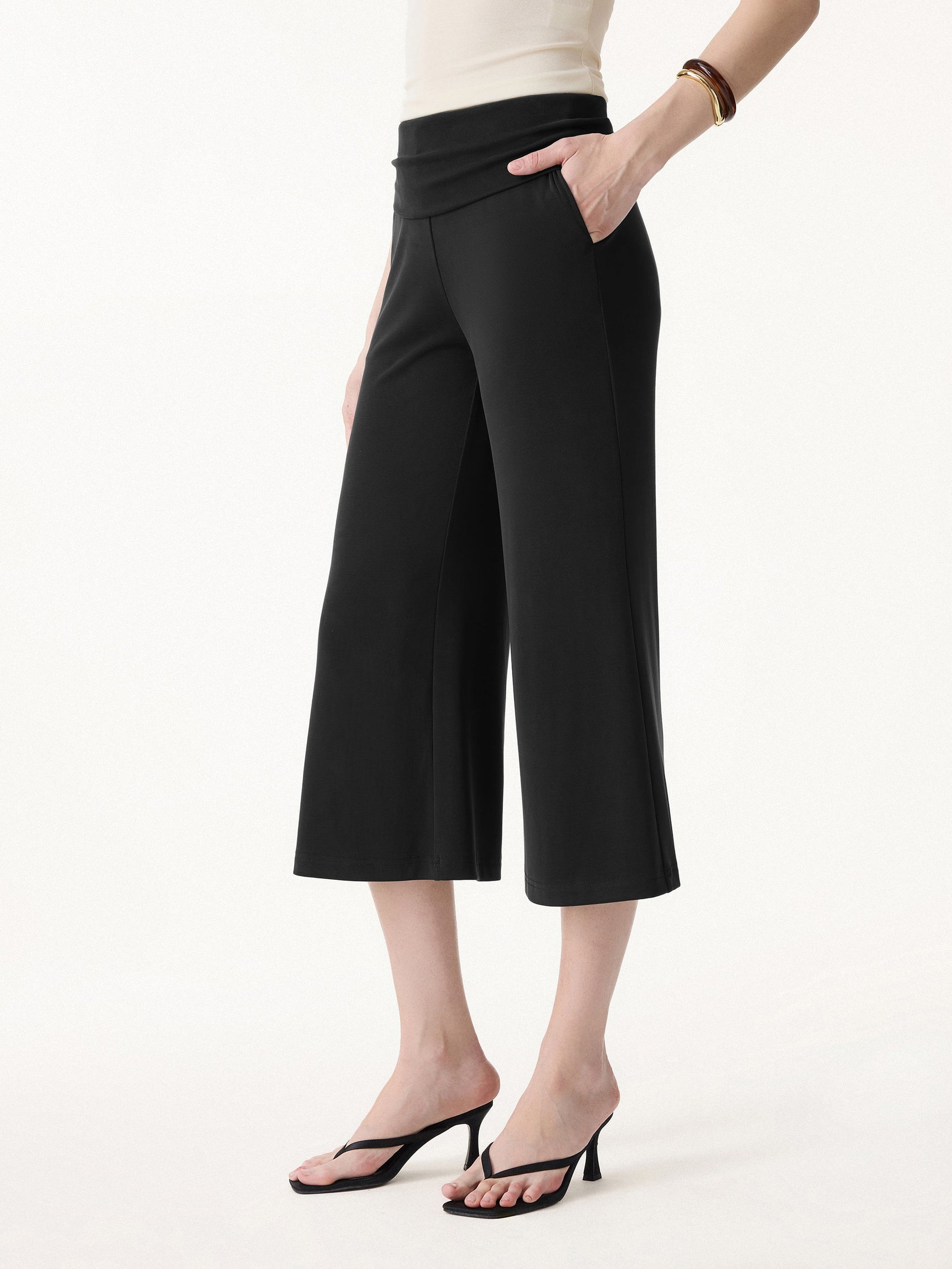 Sandwashed Modal Fold-Down Waist Flared Leg Pants