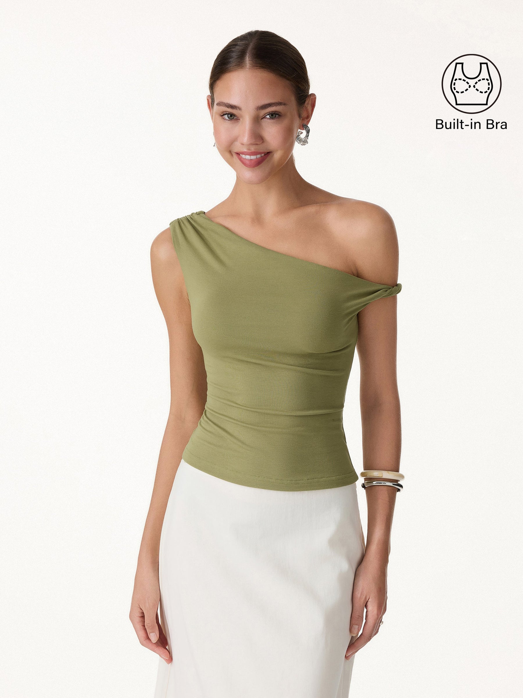CoolTouch Asymmetrical Shoulder Bra Top