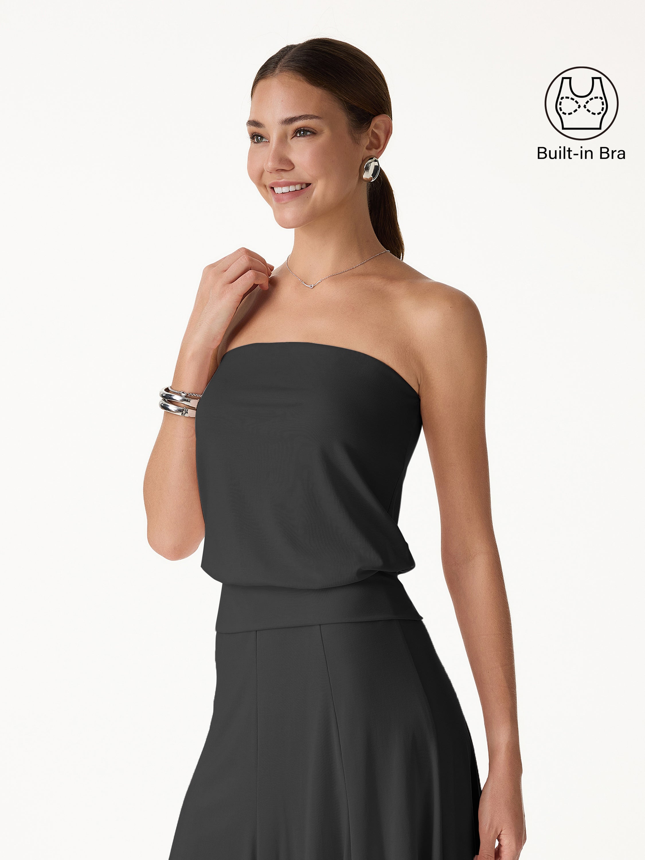 Lyocell Bandeau Banded Hem Bra Top