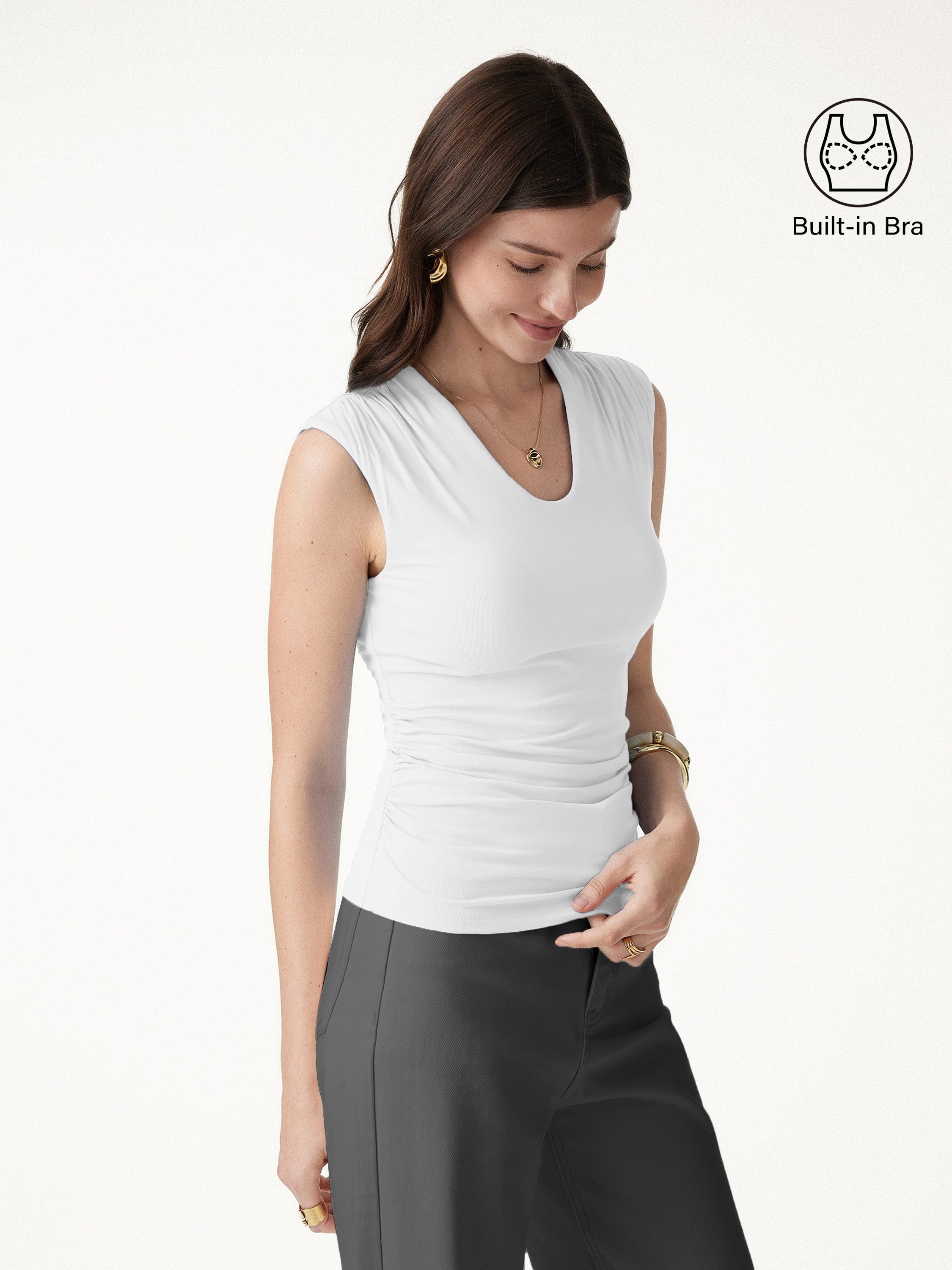 SkinKiss Scoop Neck Gathered Bra Top