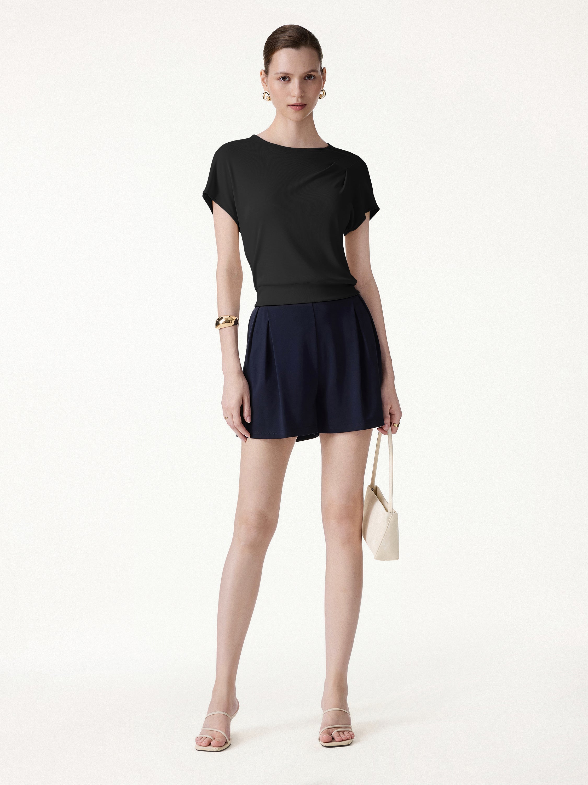 Sandwashed Relaxed Round Neck Cap Sleeve Tee