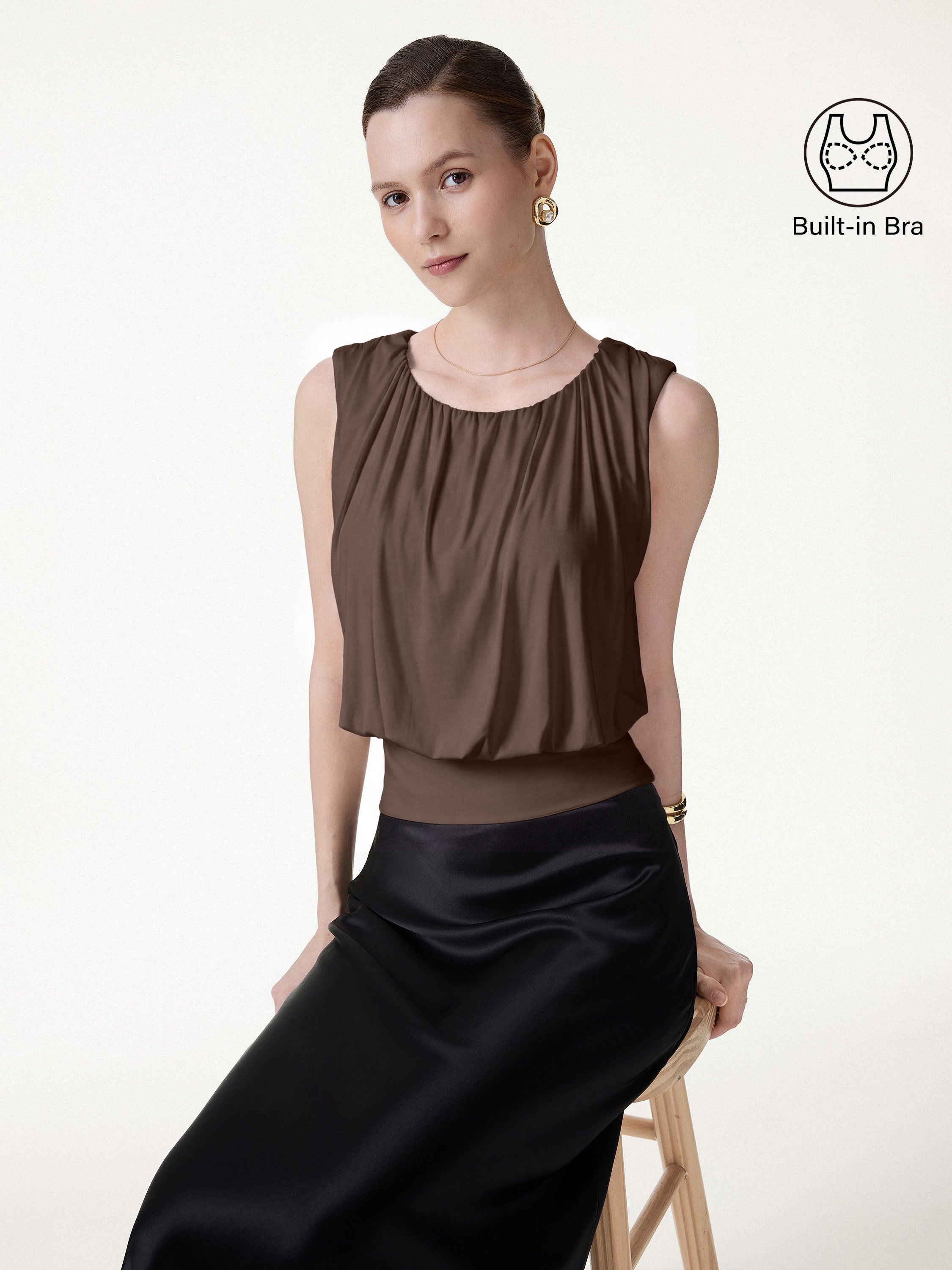 Gathered Sleeveless Bra Top