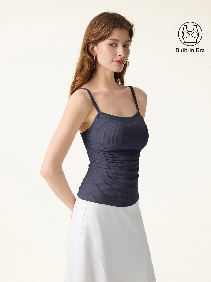 Soft Textured Adjustable Spaghetti Bra Tank