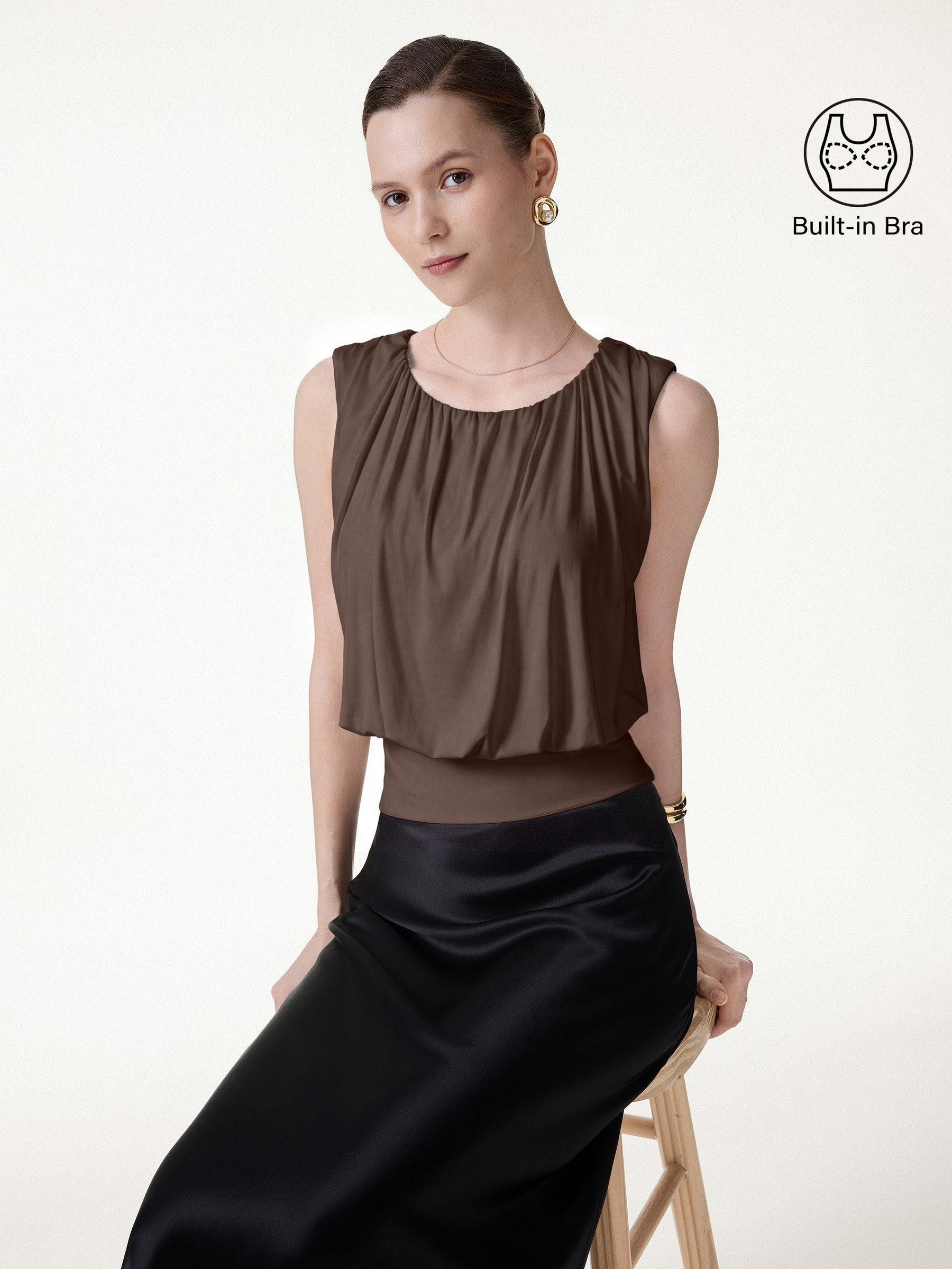 Gathered Sleeveless Bra Top