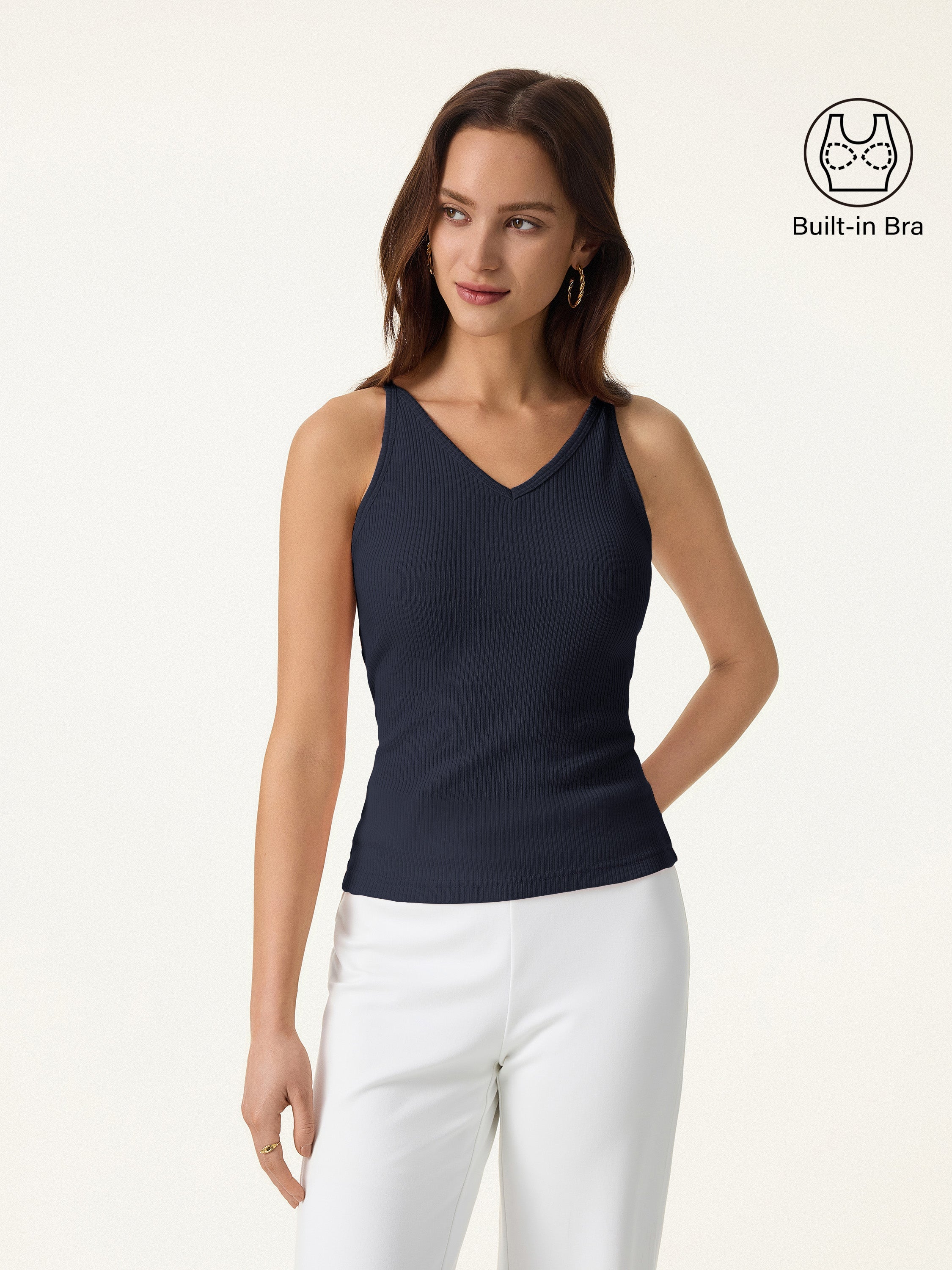 Breathable V-Neck Spaghetti Bra Tank