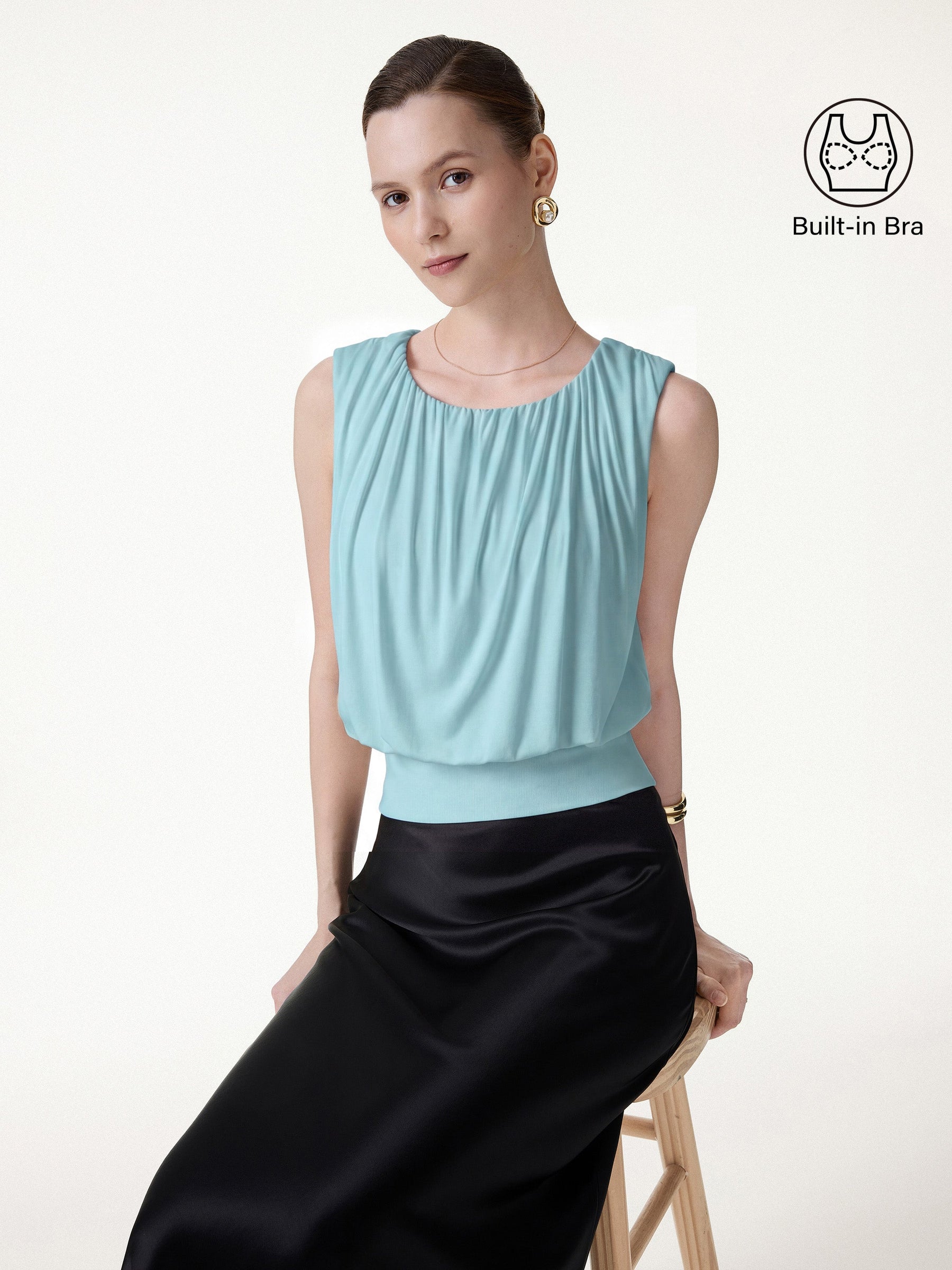 Gathered Sleeveless Bra Top