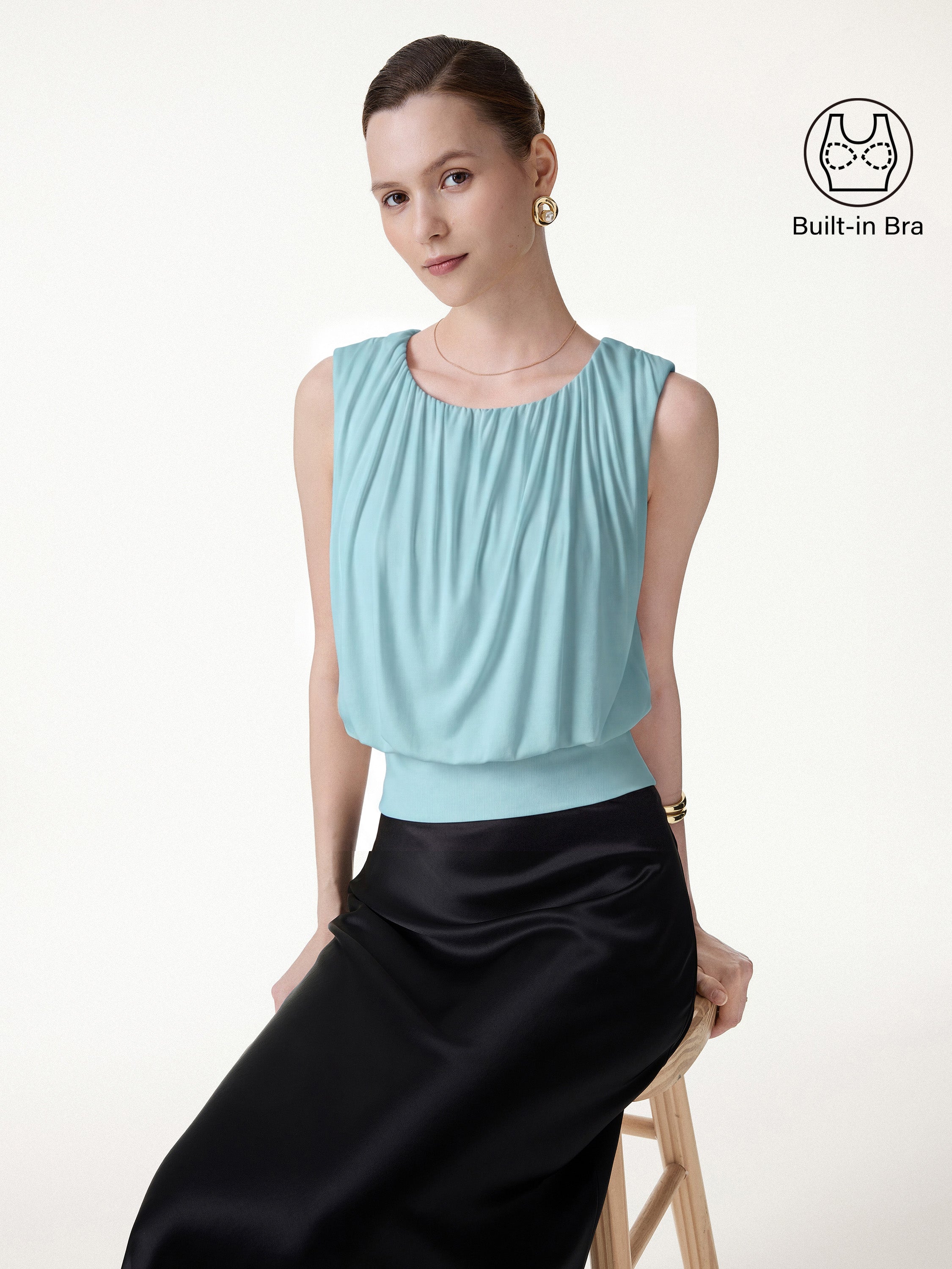 Gathered Sleeveless Bra Top