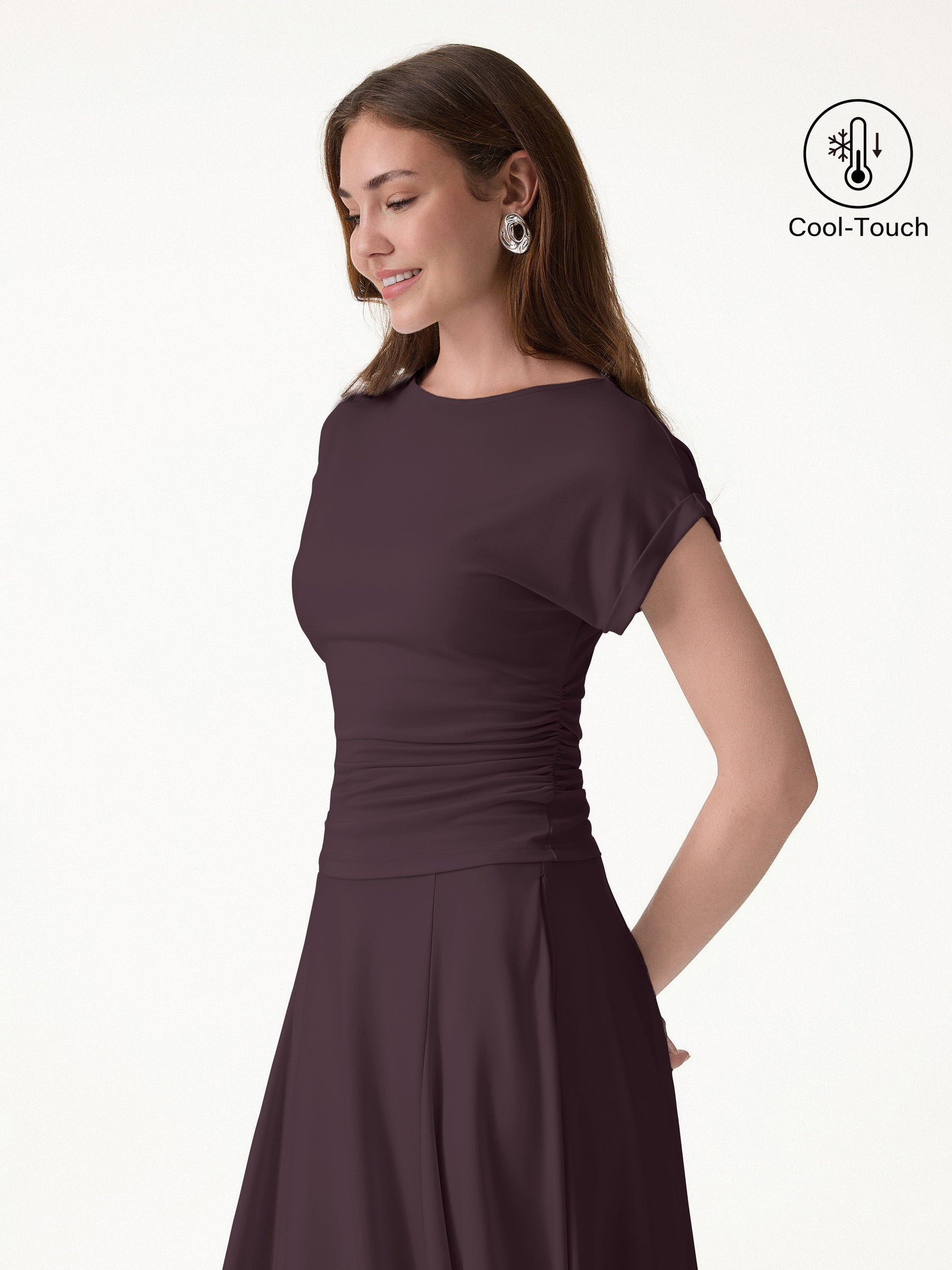 CoolTouch Round Neck Ruched Tee