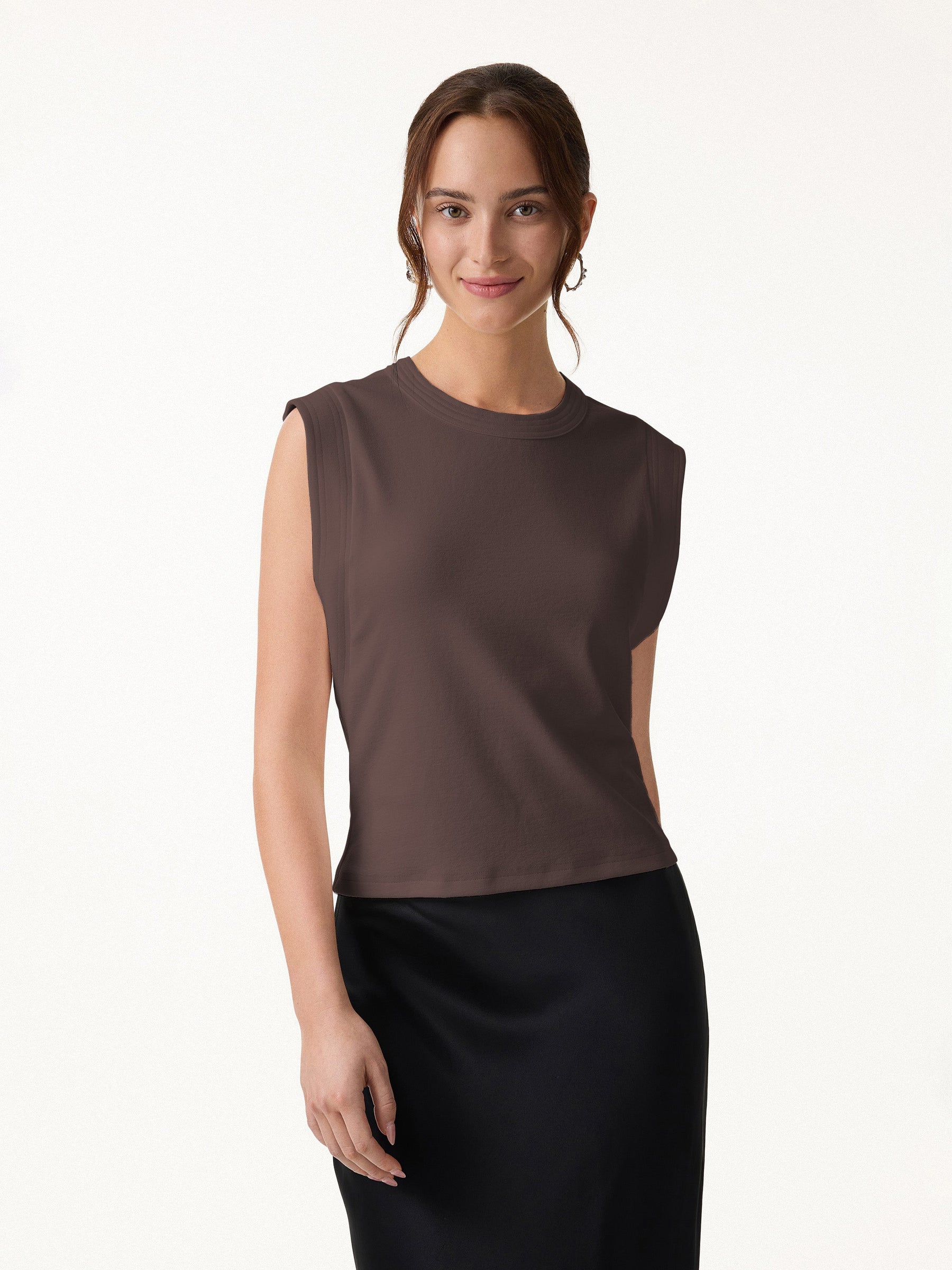 Soft Cotton Lyocell Cropped Wide Shoulder Tank