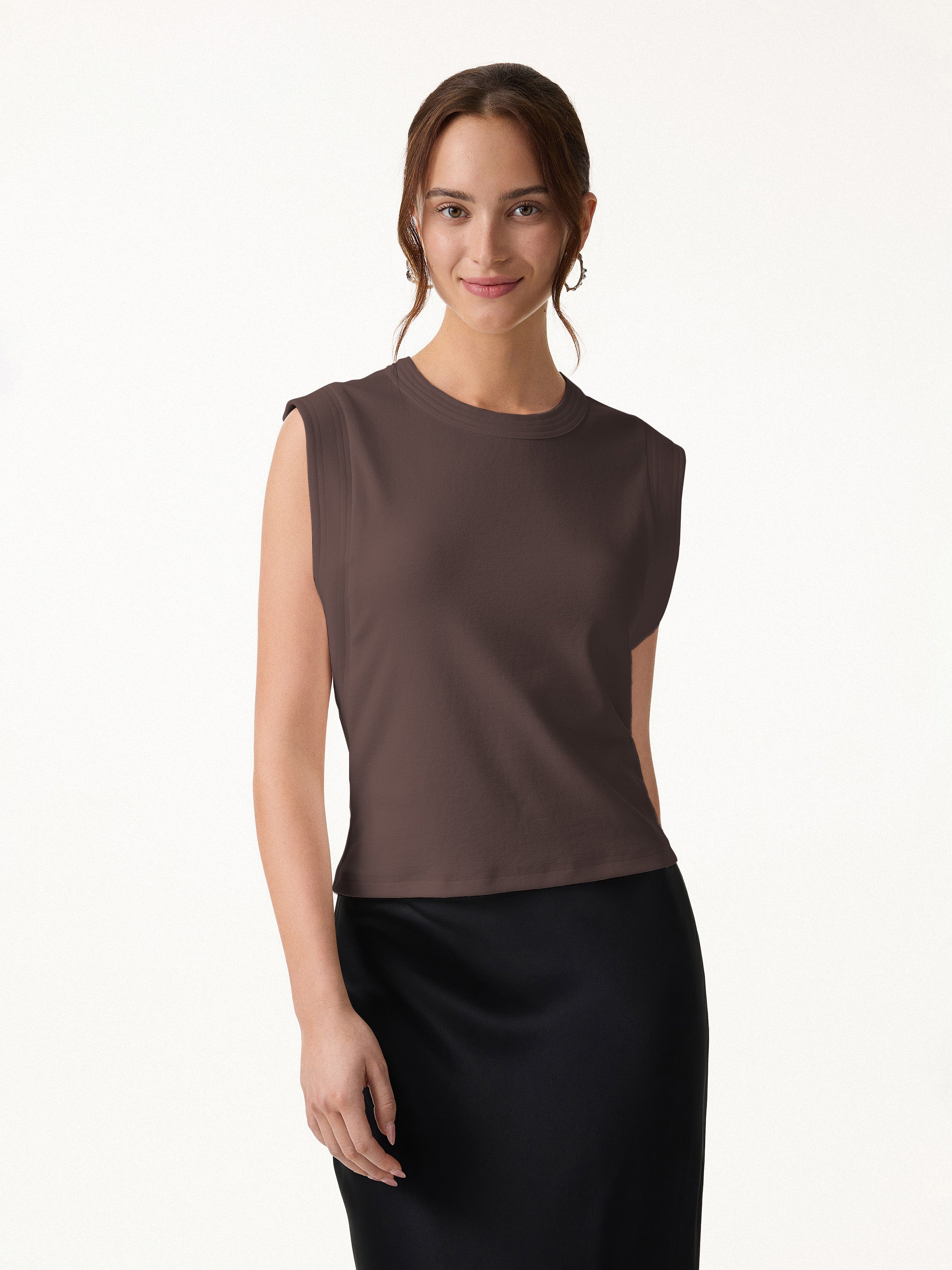 Soft Cotton Lyocell Cropped Wide Shoulder Tank