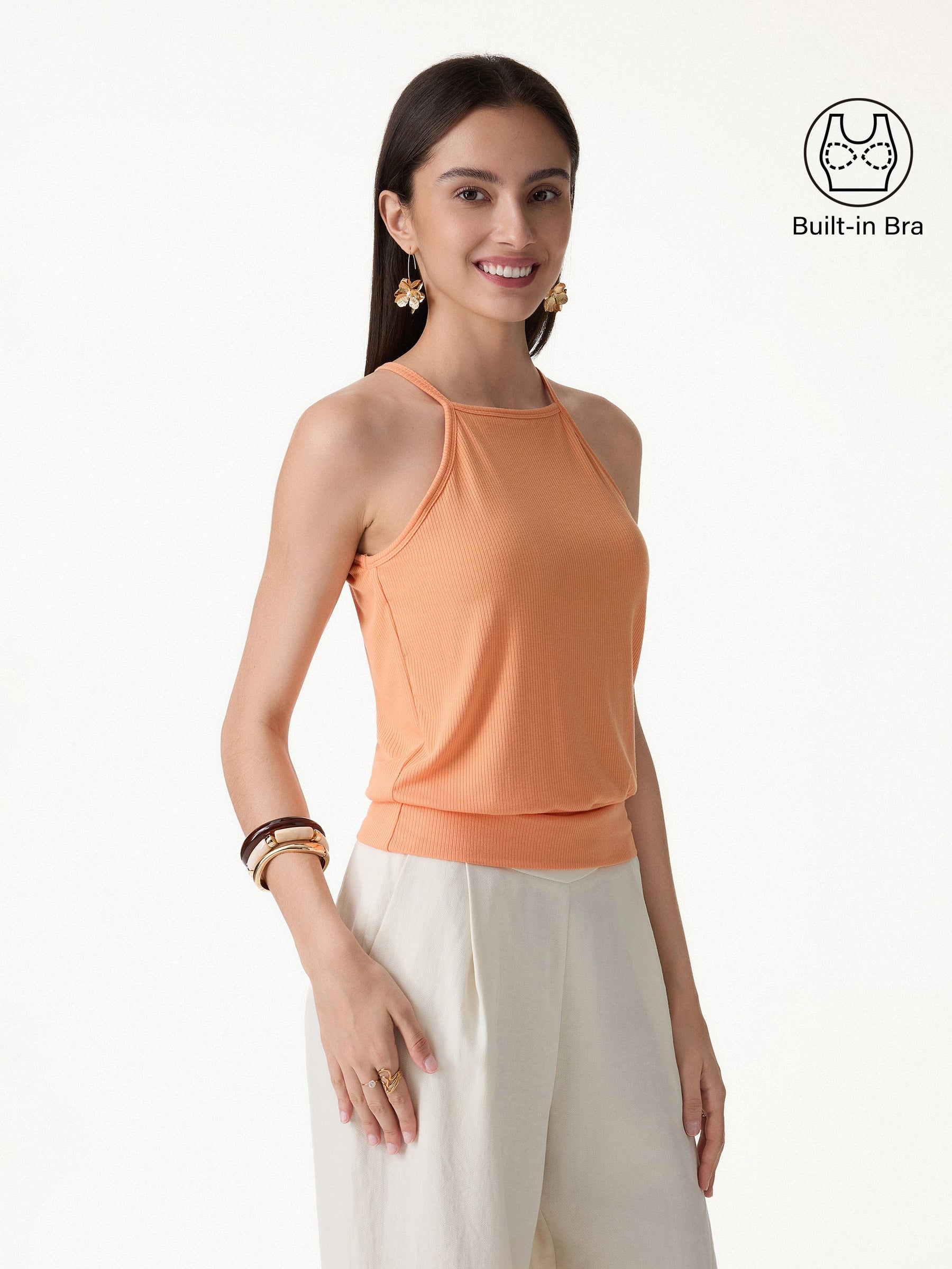 CoolTouch High Square Neck Banded Hem Bra Top