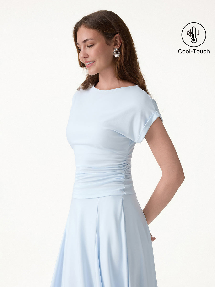 CoolTouch Round Neck Ruched Tee