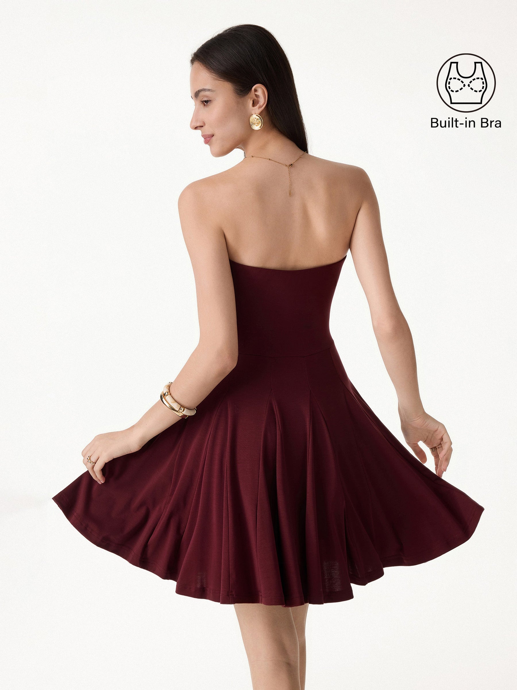 Bandeau Godet Circle Flare Mini Bra Dress