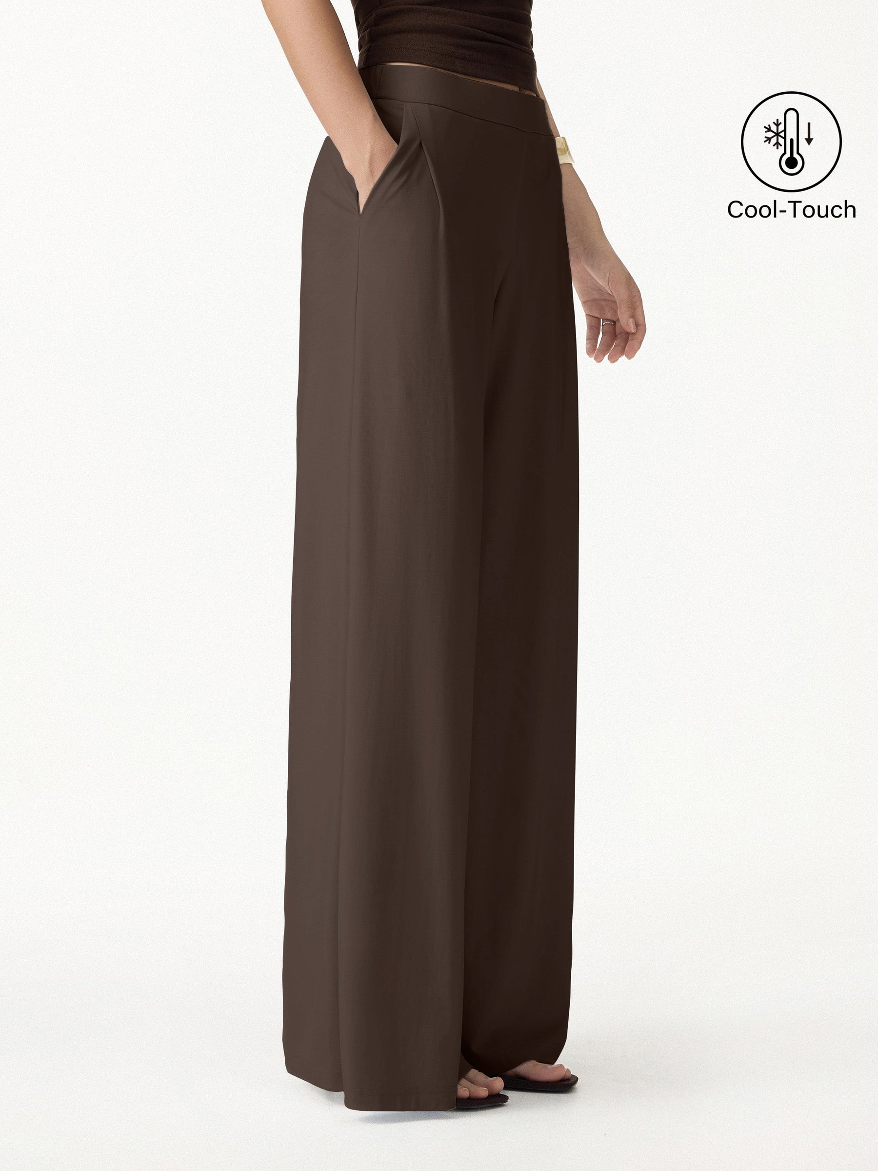 CoolTouch Ponte Mid Rise Wide Leg Pants with Pockets