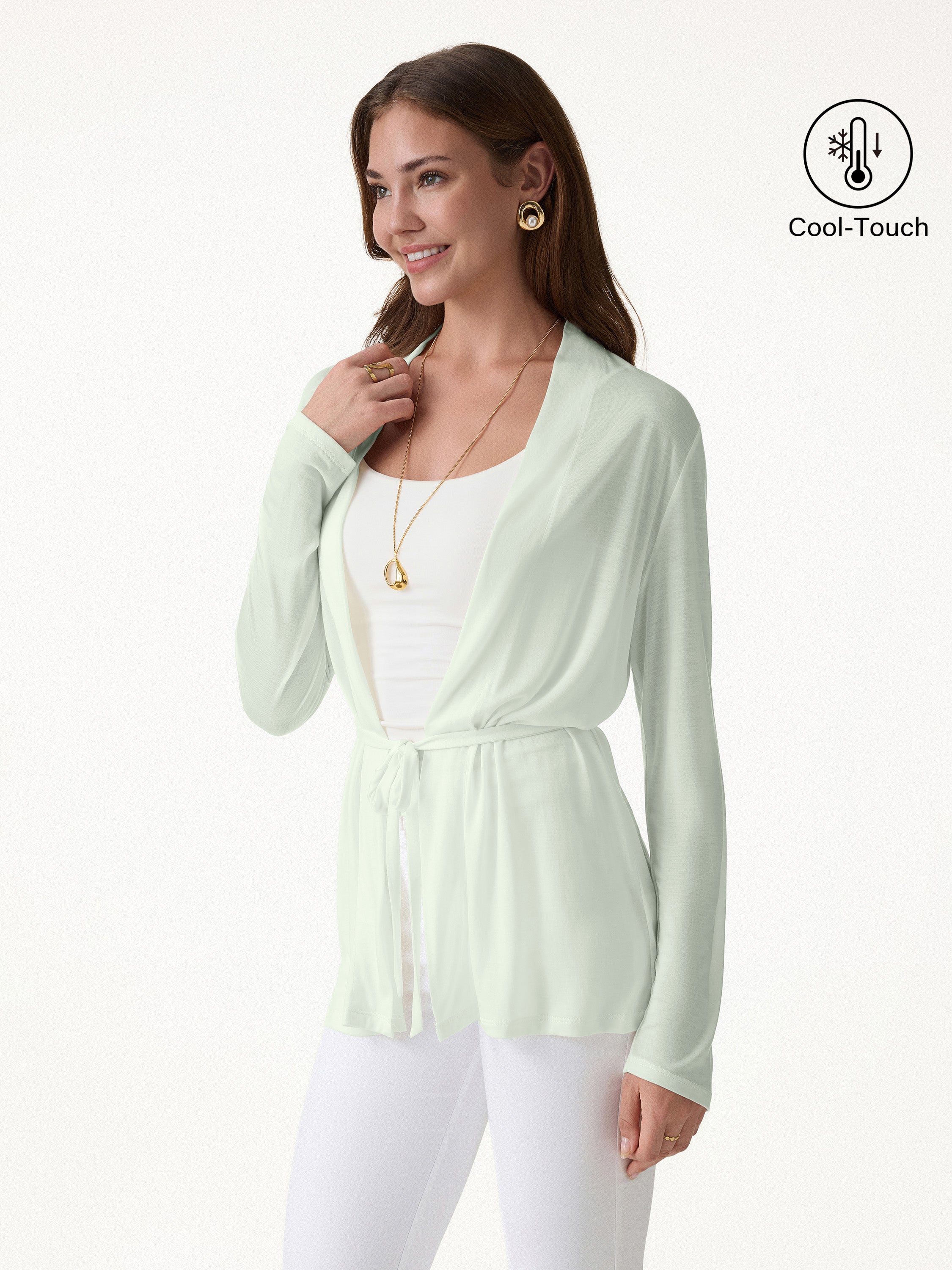 Airy Soft Open Front Cardigan with Tie