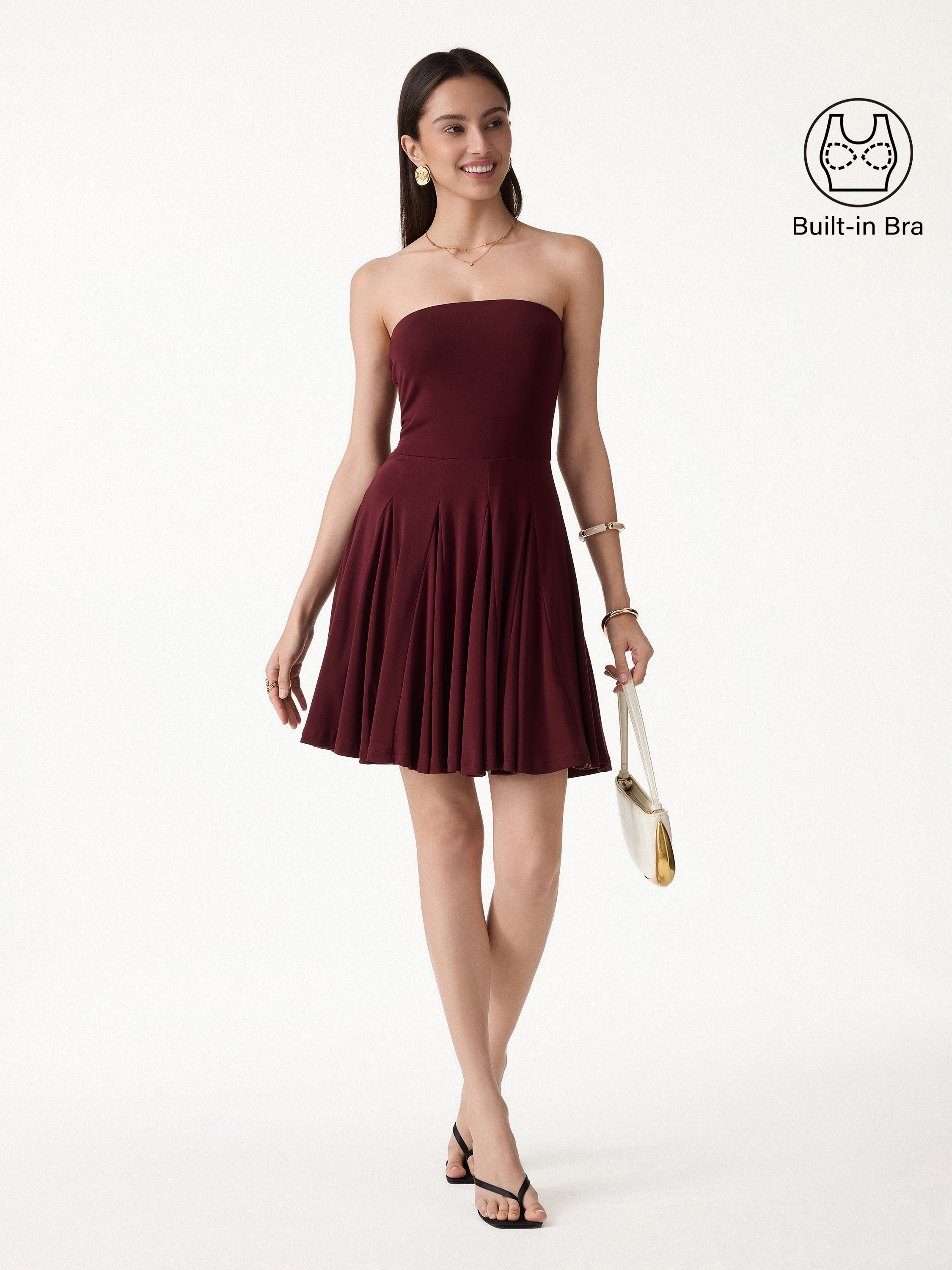 Bandeau Godet Circle Flare Mini Bra Dress