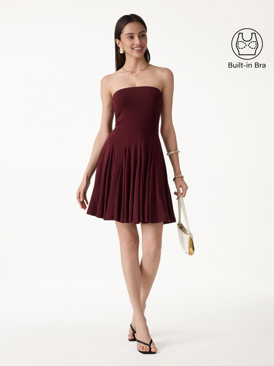 Bandeau Godet Circle Flare Mini Bra Dress