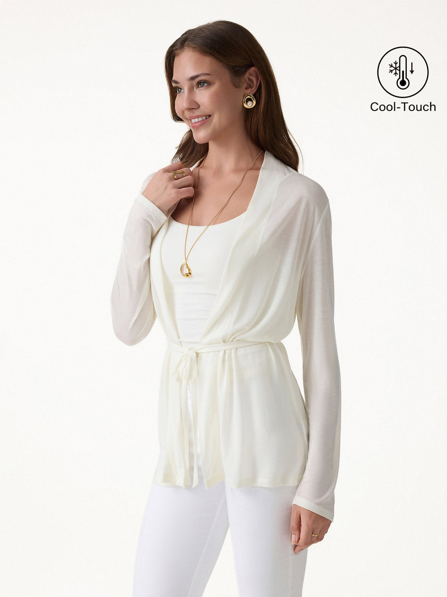Airy Soft Open Front Cardigan with Tie