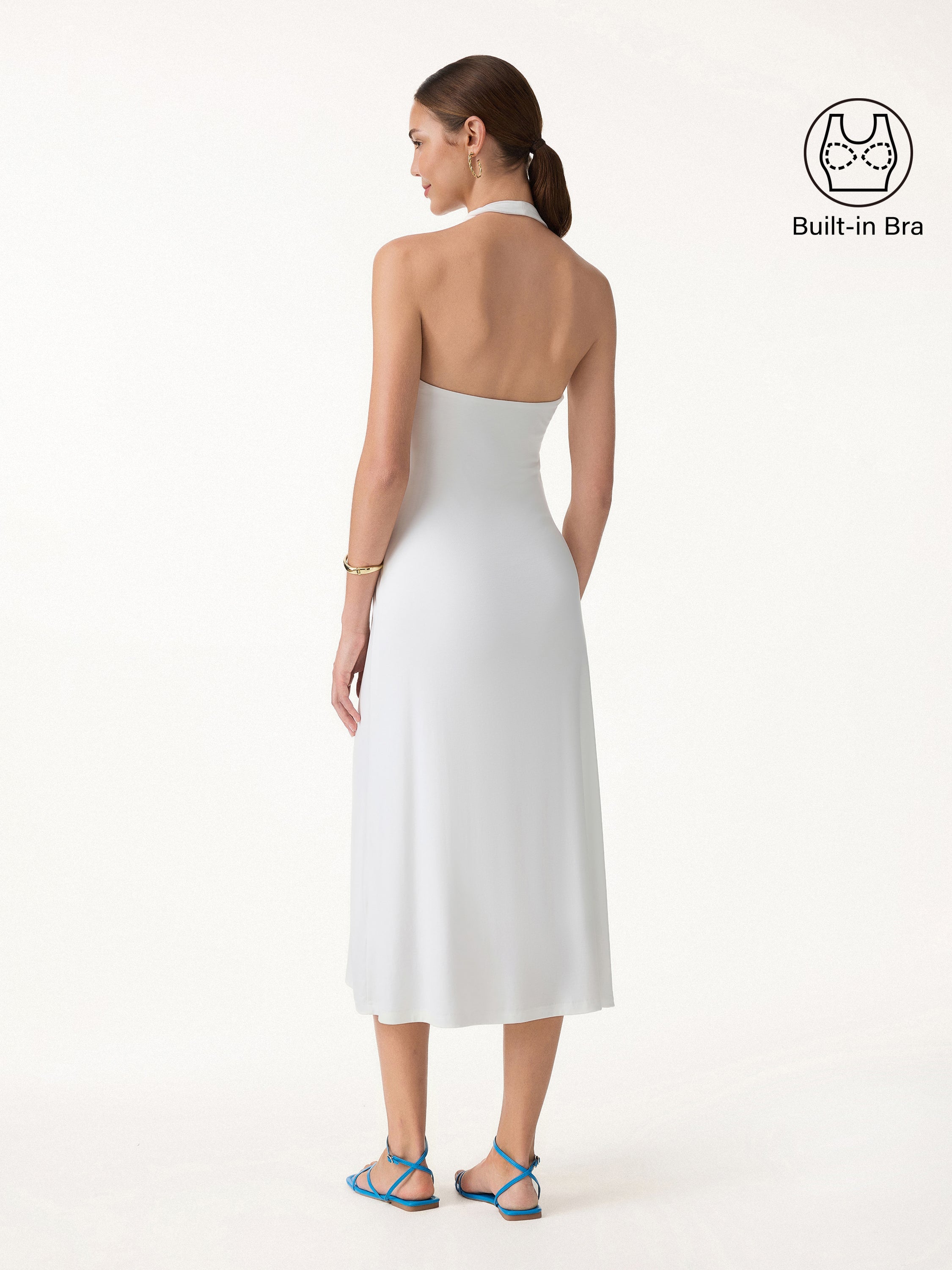 Ponte Halter Neck Open Back Bra Dress