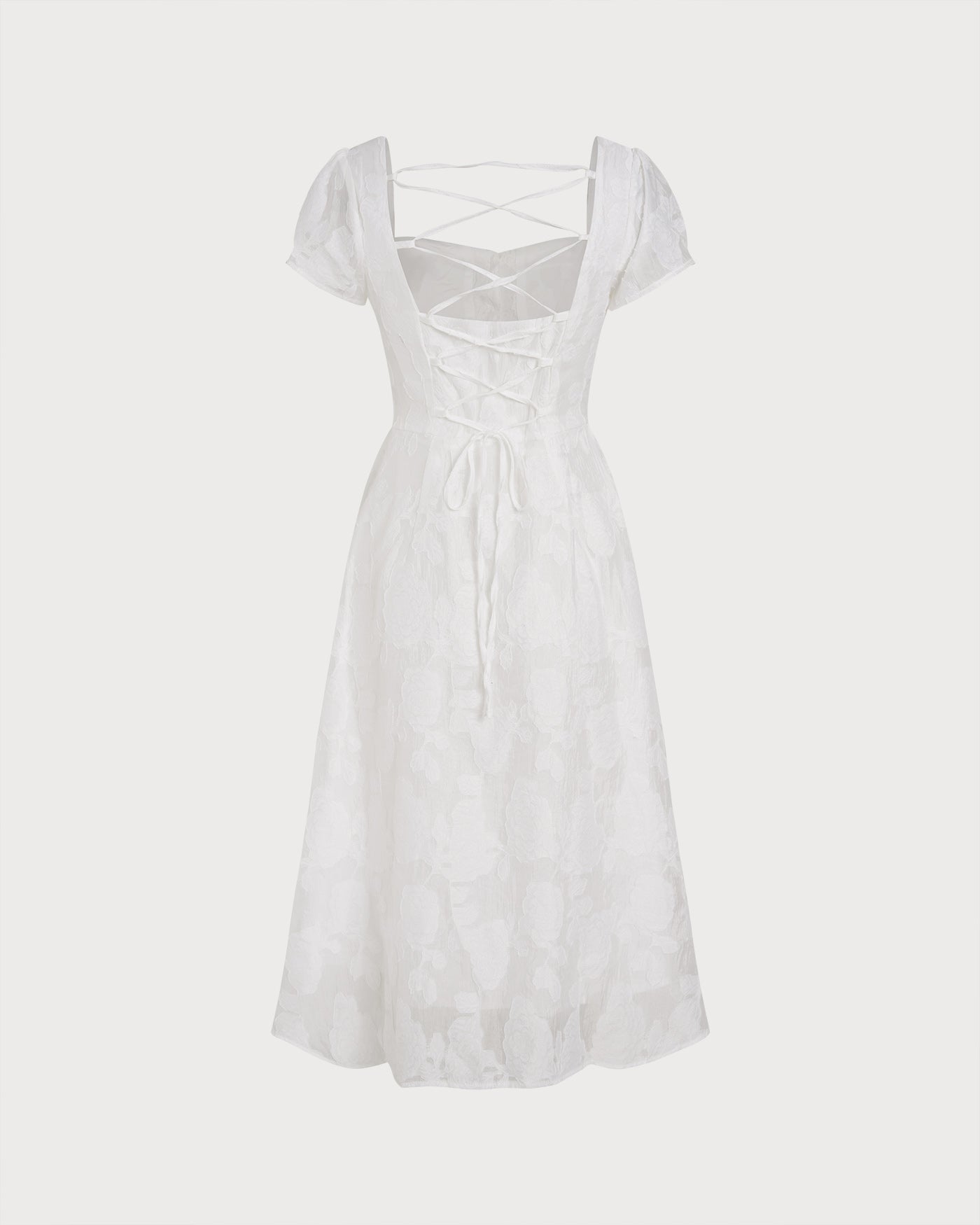 White Square Neck X Cross Midi Dress