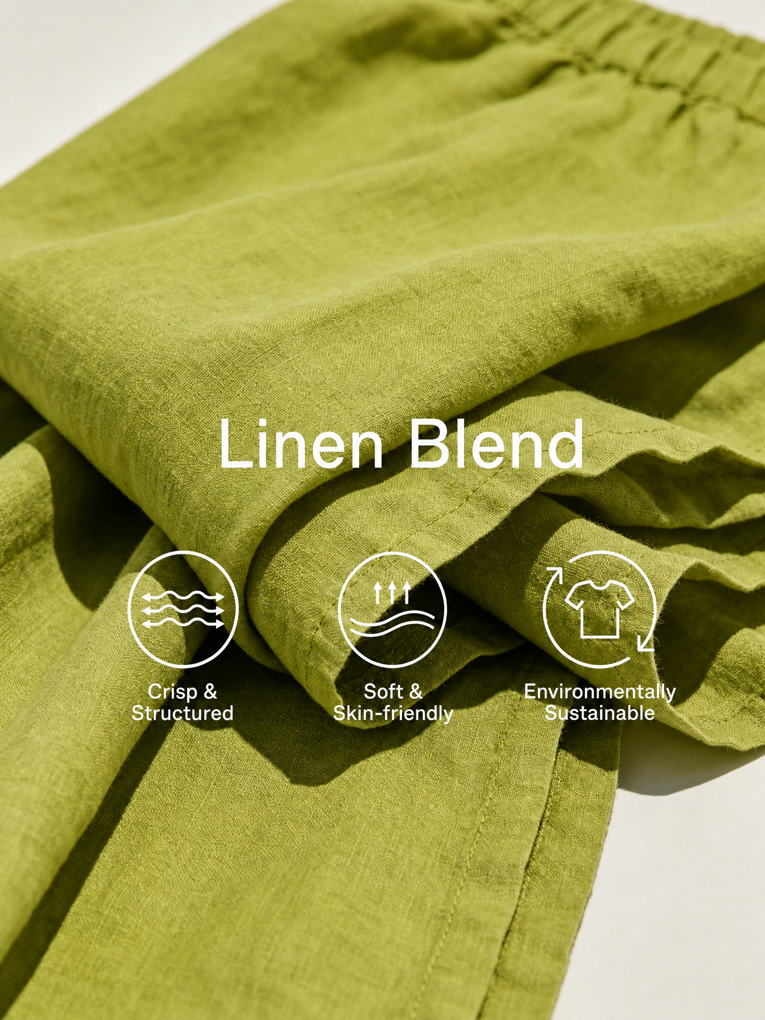 Women’s Lime Green Linen-Blend Off-The-Shoulder Puff Sleeve Tie Waist Midi Dress With Side Slit MDZ1150F0T
