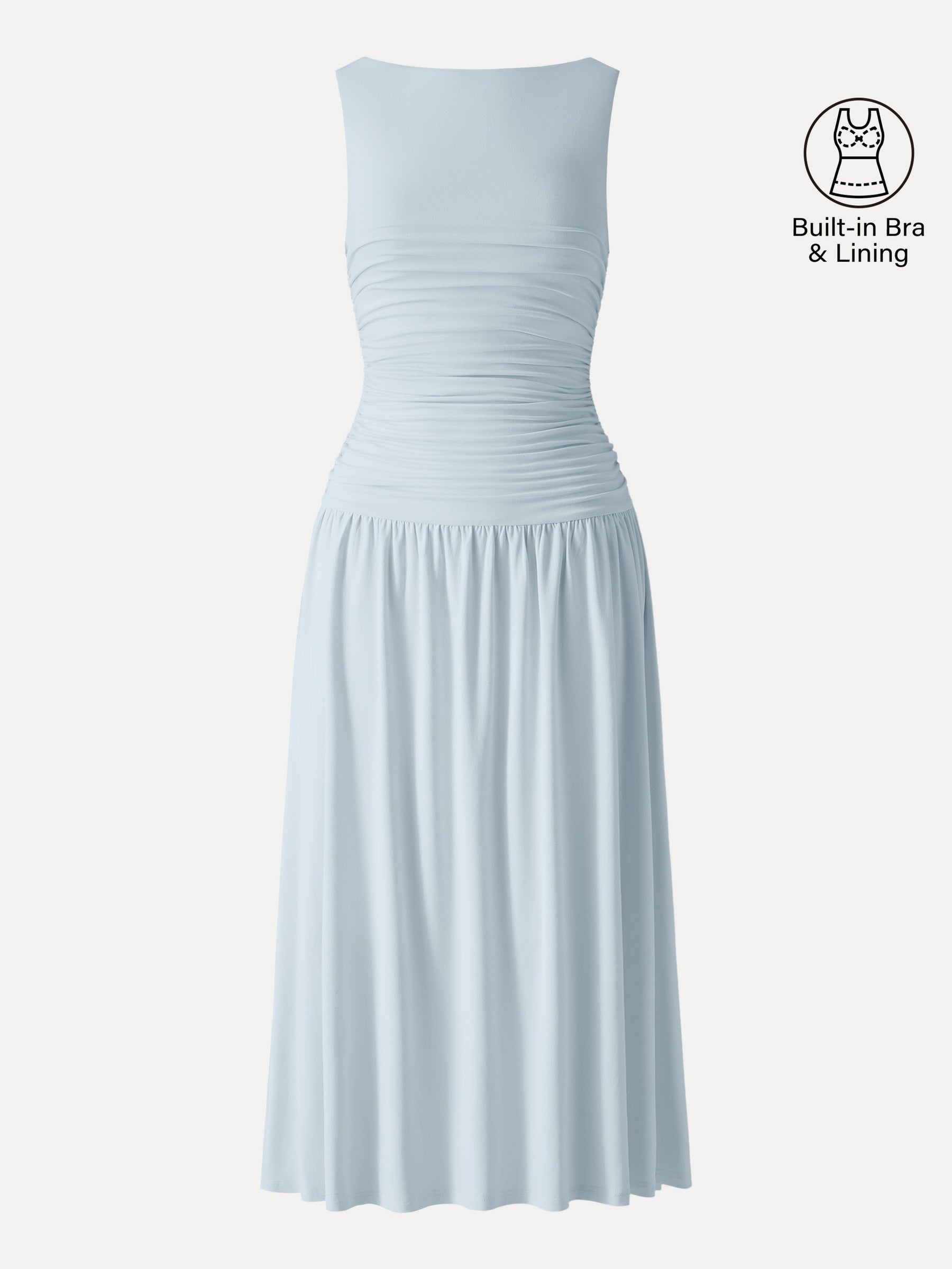 SkinKiss Cooling Boatneck Ruched Midi Bra Dress