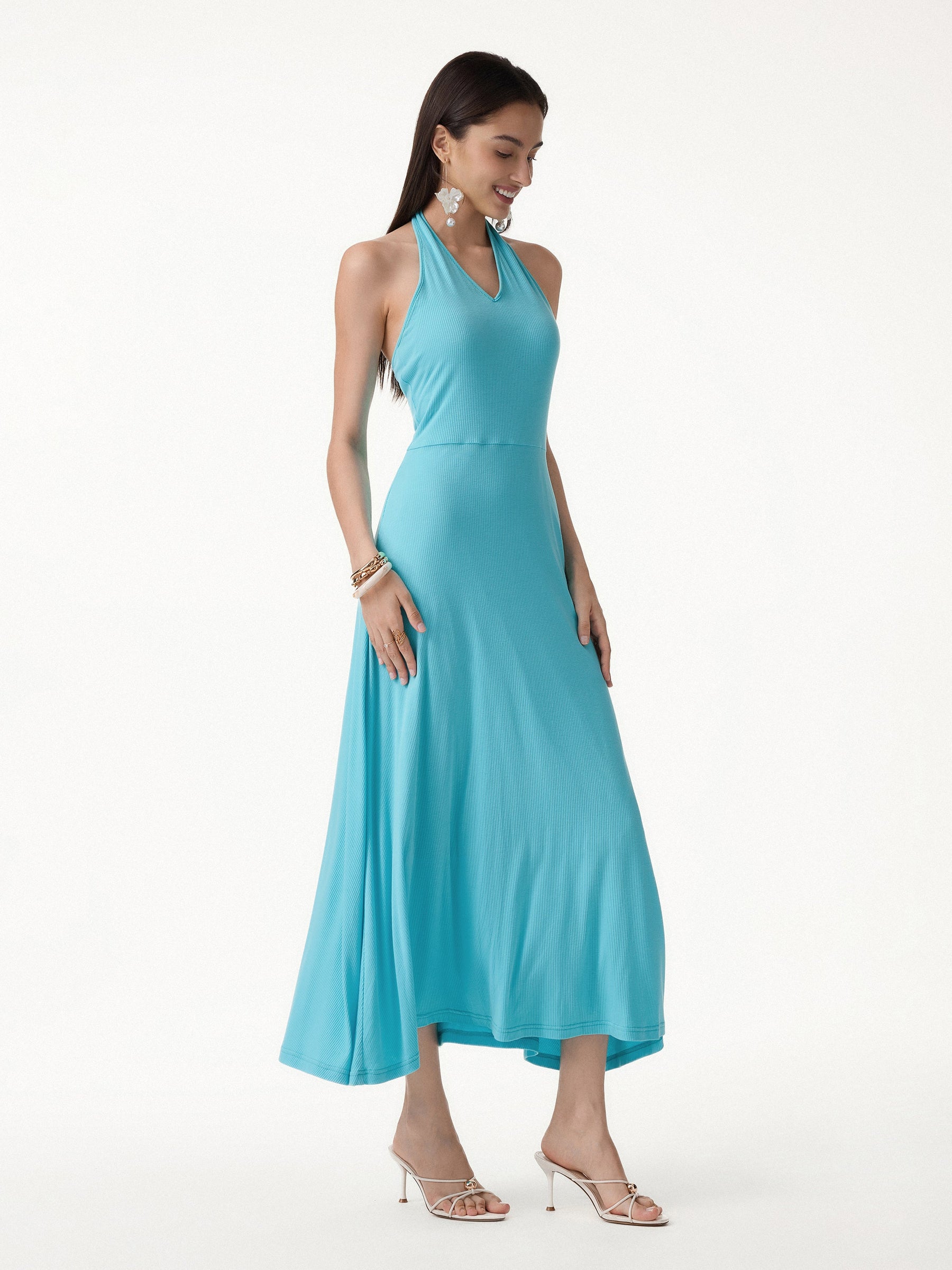 CoolTouch Halter A-Line Midi Bra Dress