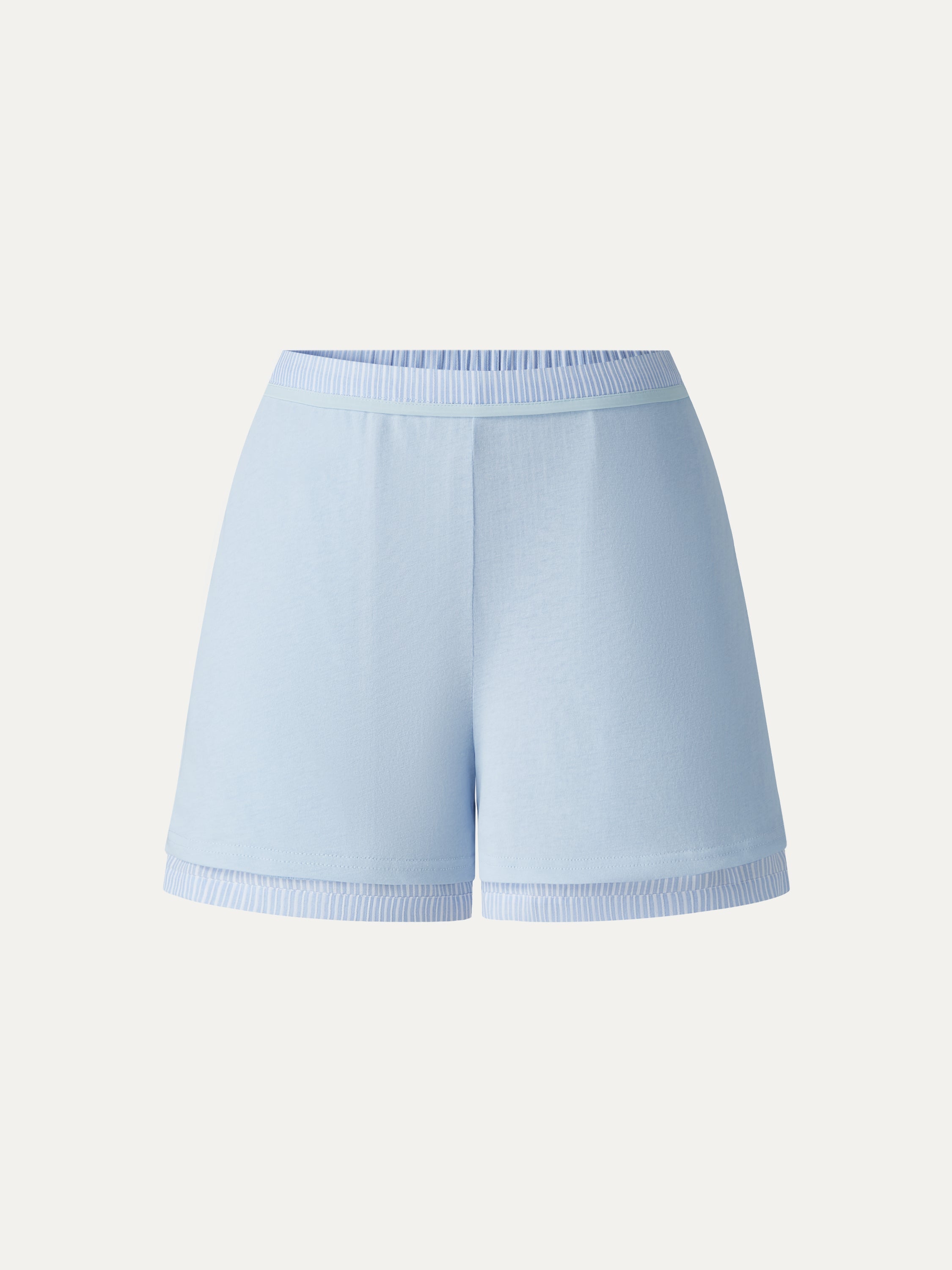 Striped Poplin High-Rise A-Line Shorts with Pockets