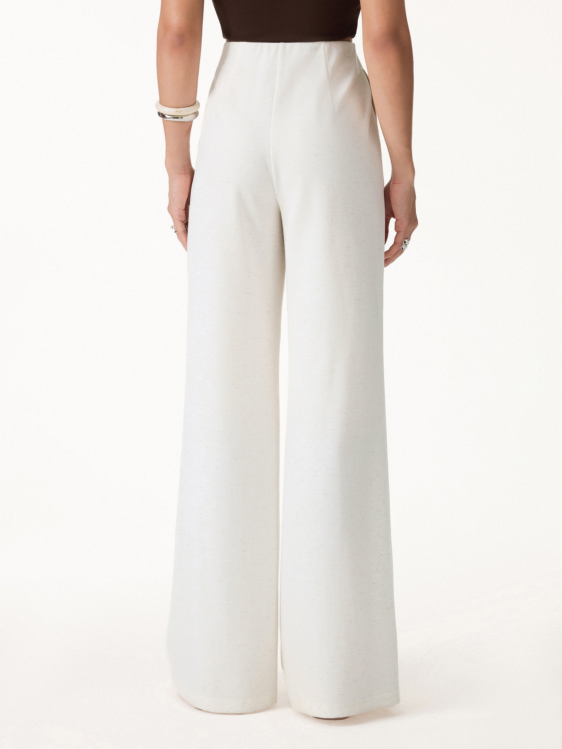 Airy Stretch Linen-Like Wide Flare Pant with Pockets