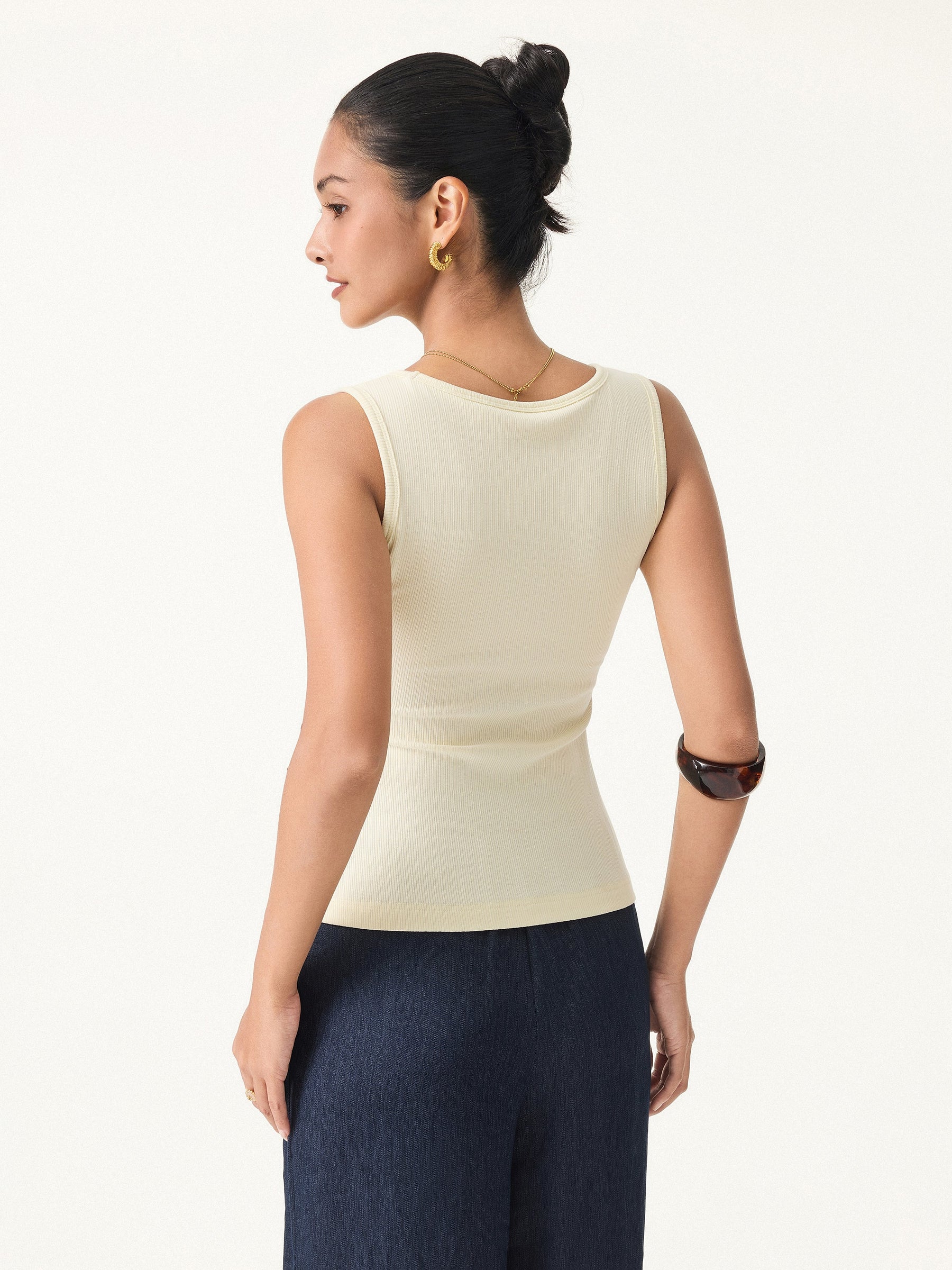 Pointelle V-neck Sleeveless Bra Tank