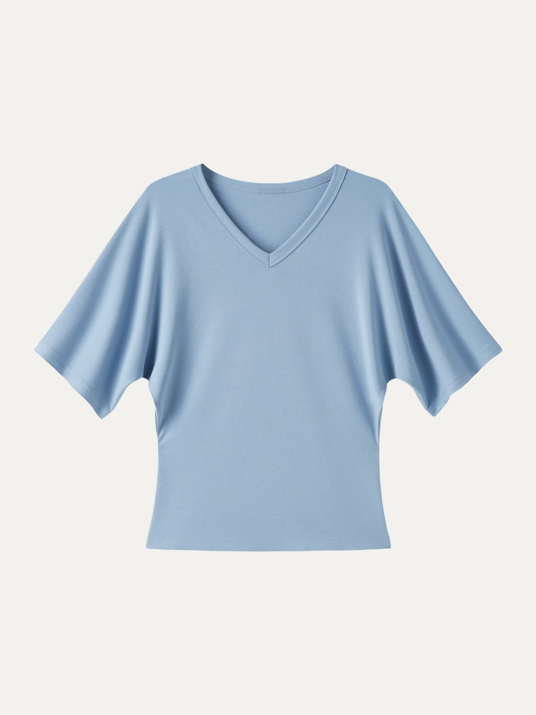 Viscose Cotton V-Neck Waist-Defining Summer Tee