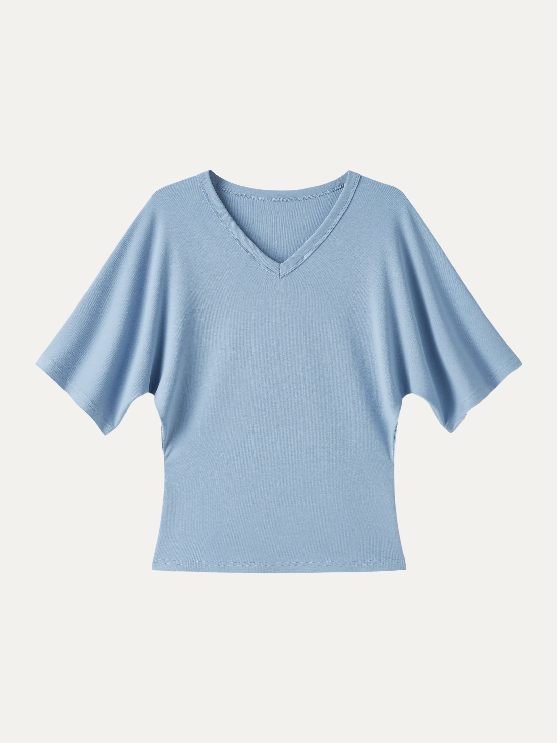 Viscose Cotton V-Neck Waist-Defining Summer Tee