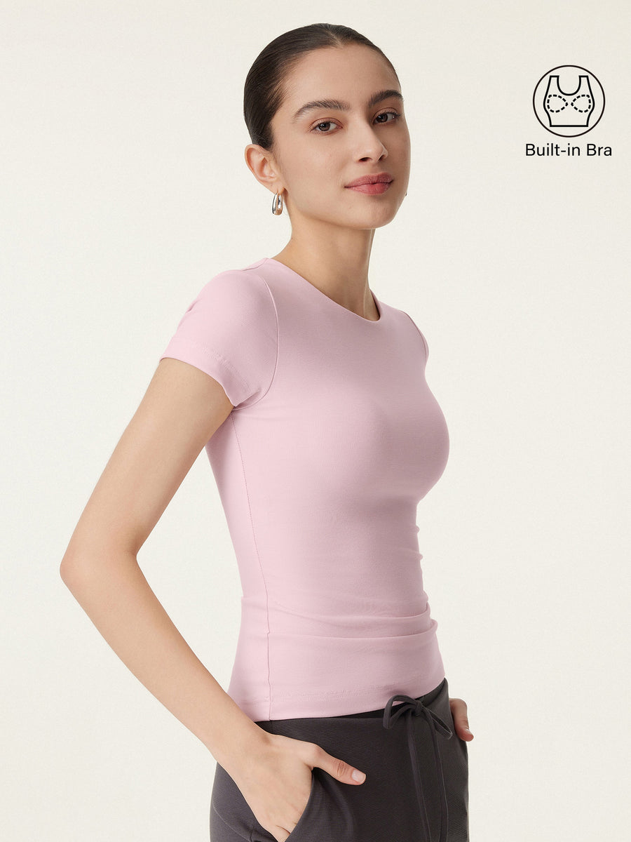 Crewneck Slimming Short Sleeve New Airy Bra Top
