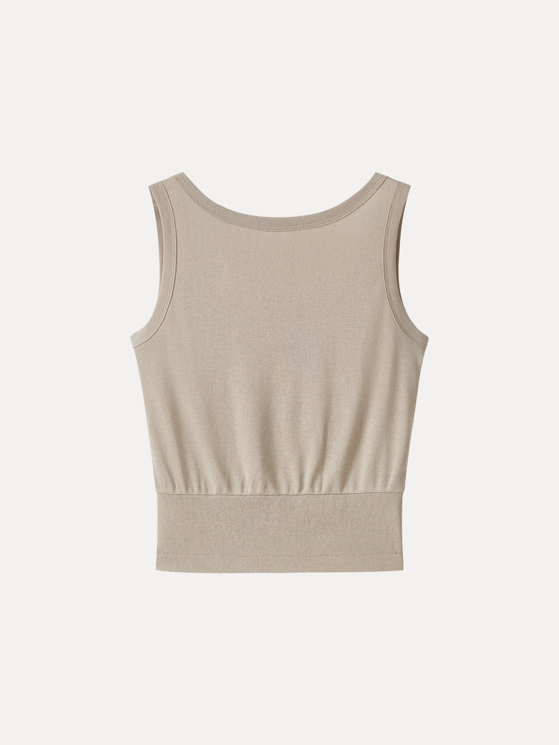Cotton-Linen Blend Reversible Boatneck Low Back Top