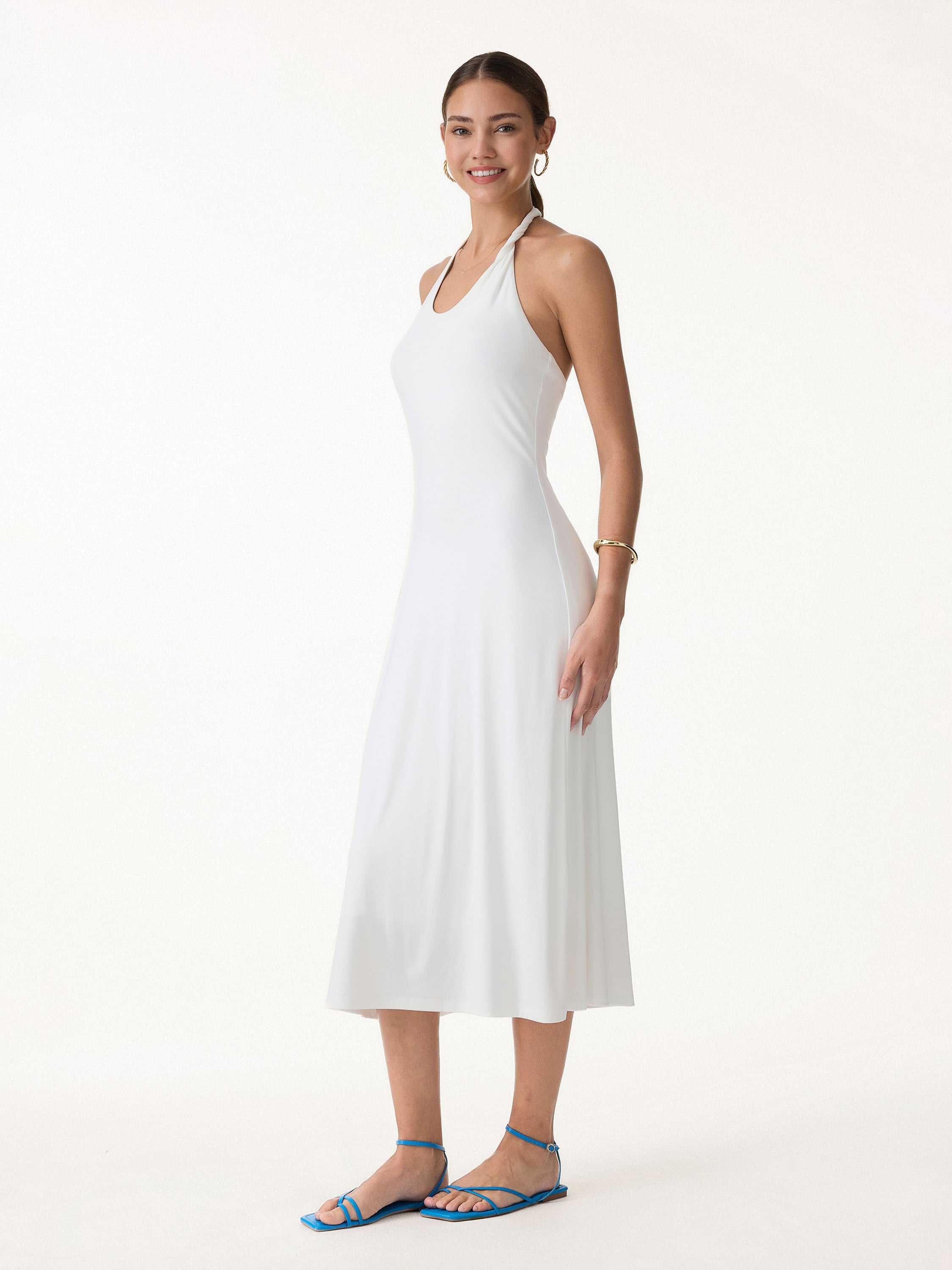 Ponte Halter Neck Open Back Bra Dress