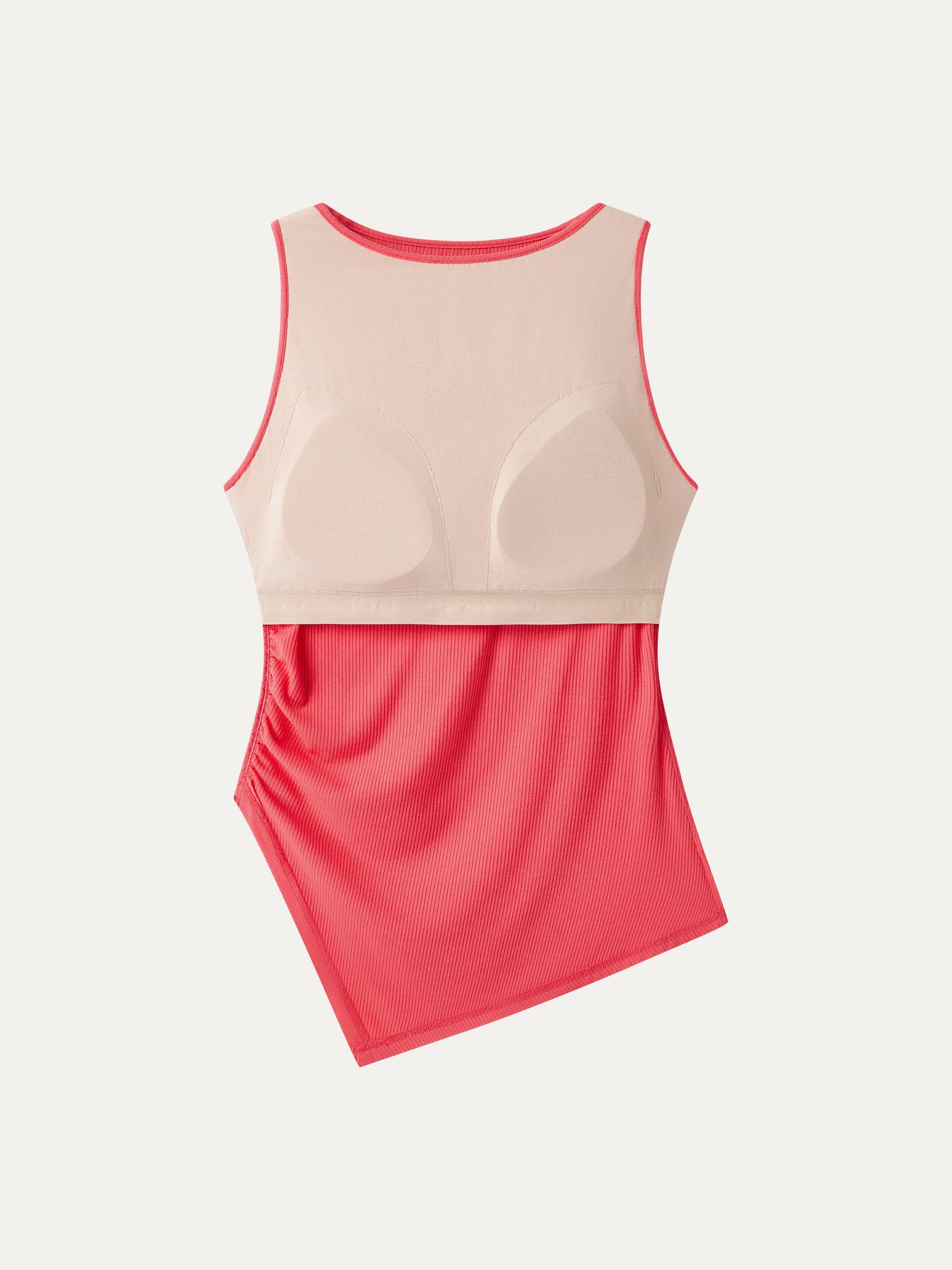 Boatneck Ruched Asymmetrical Bra Top