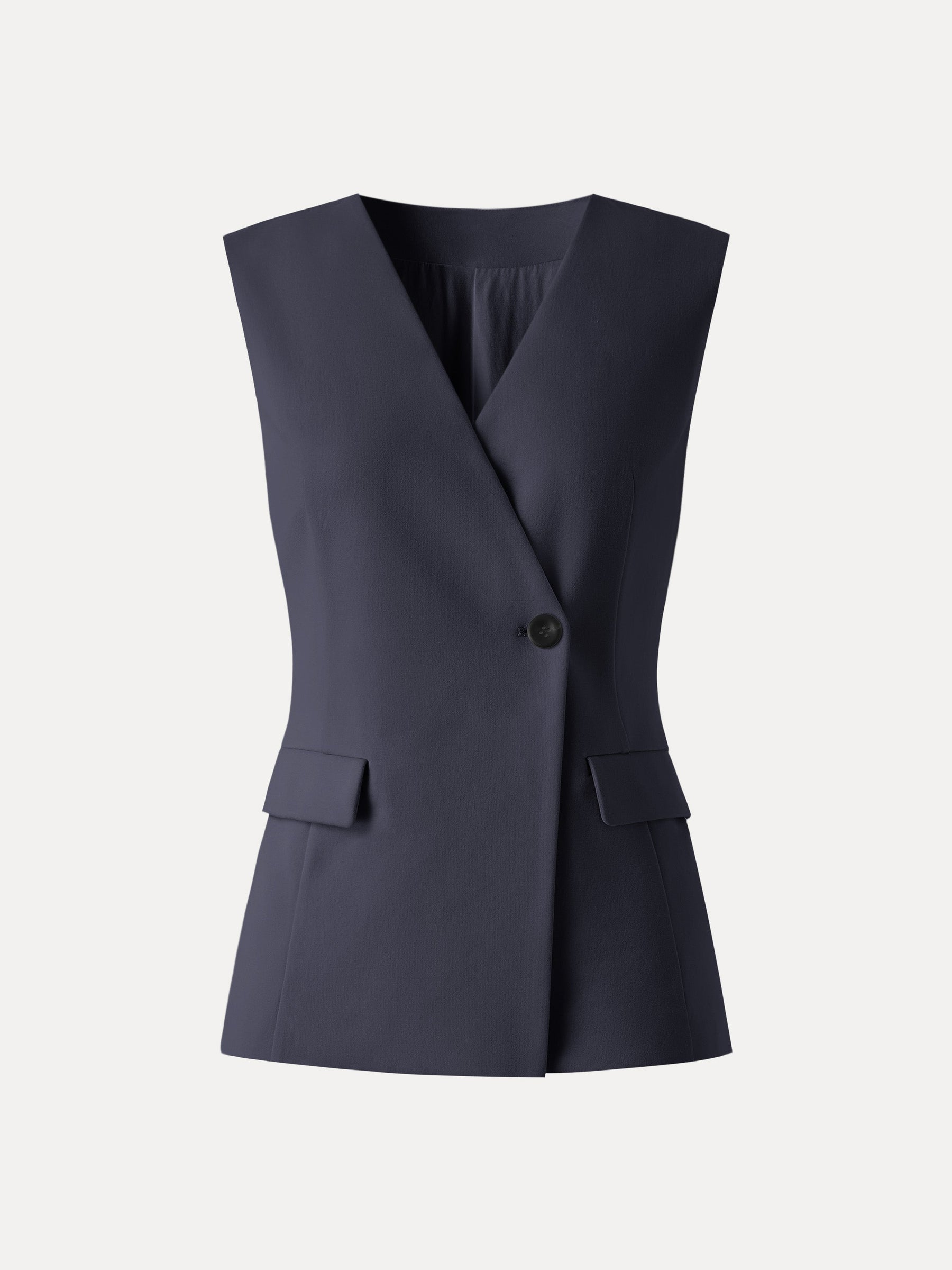 Summer V-Neck Office Staple Waistcoat with Pockets