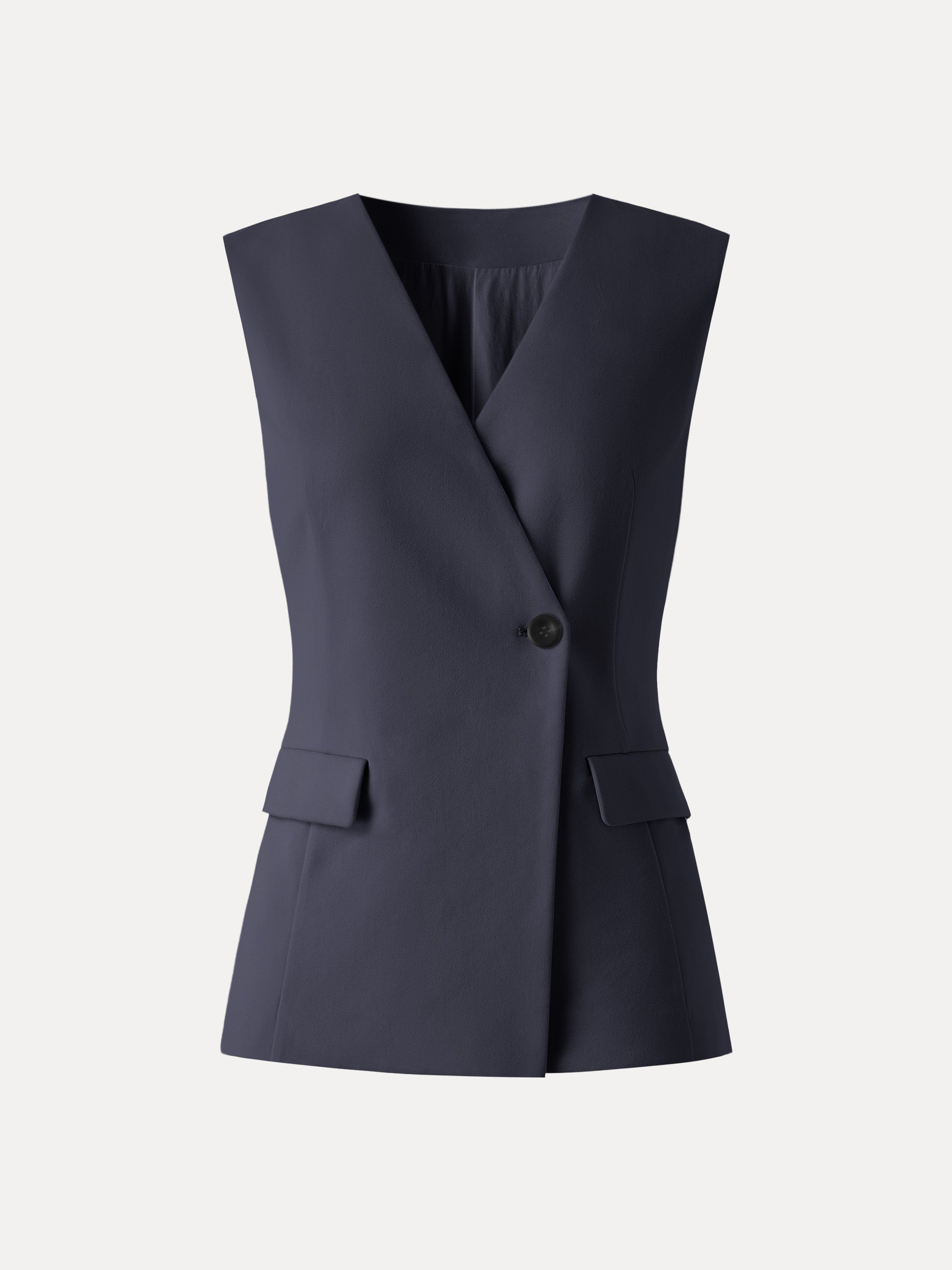 Summer V-Neck Office Staple Waistcoat with Pockets