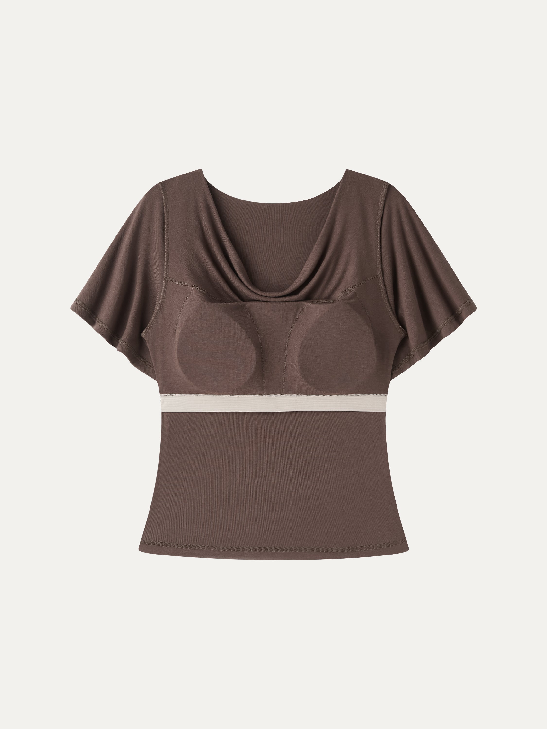 CoolTouch Cowl Neck Flutter Sleeve Bra Top