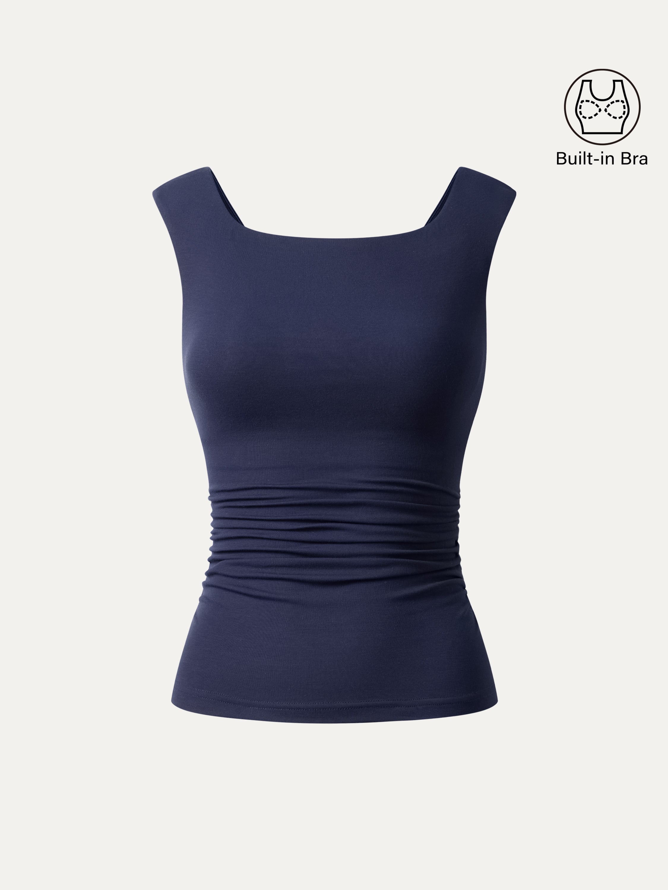 Boatneck Low Back Gathered Bra Top