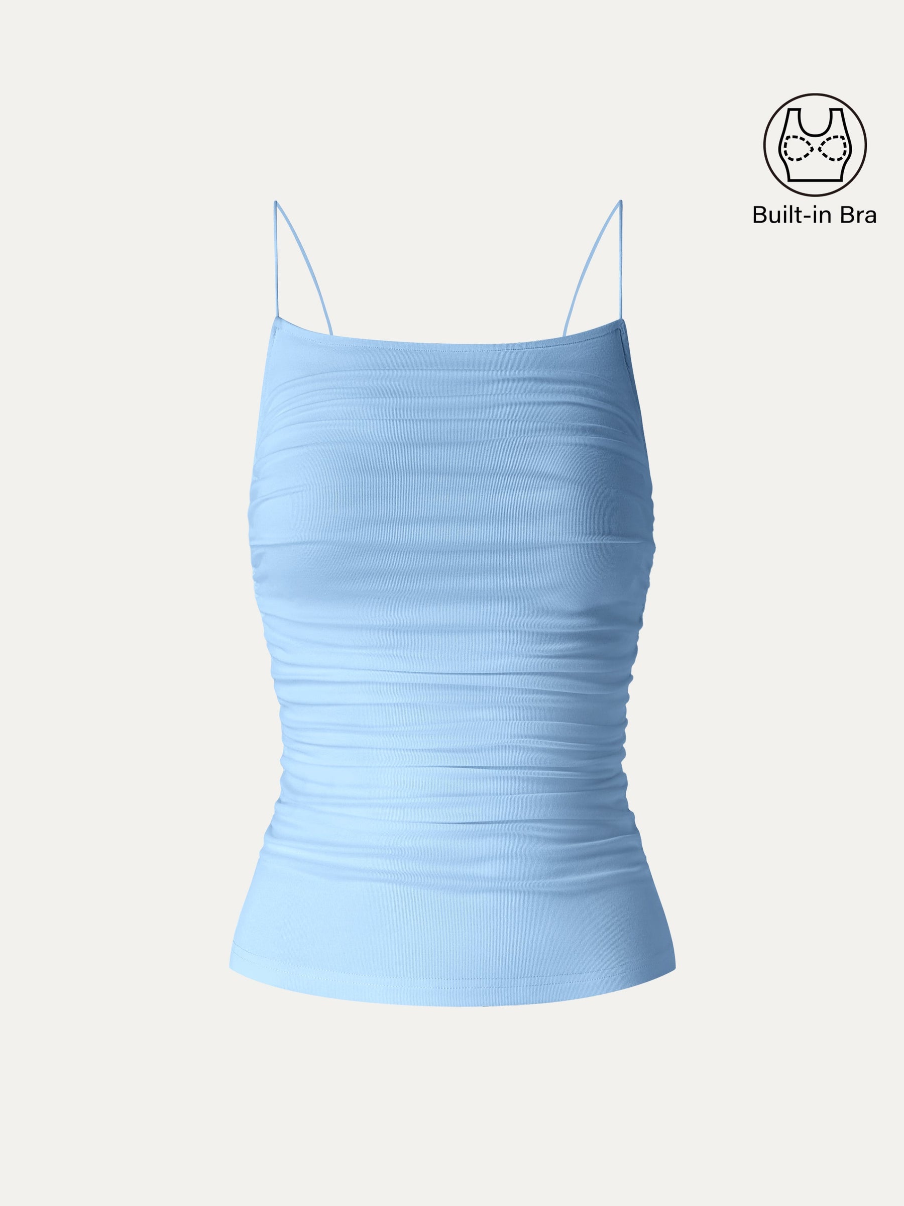 Square Neck Ruched Spaghetti Bra Top