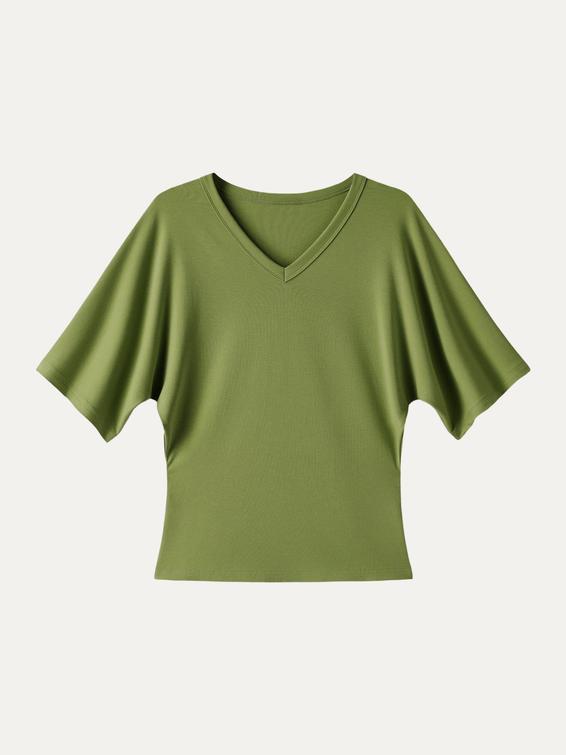 Viscose Cotton V-Neck Waist-Defining Summer Tee
